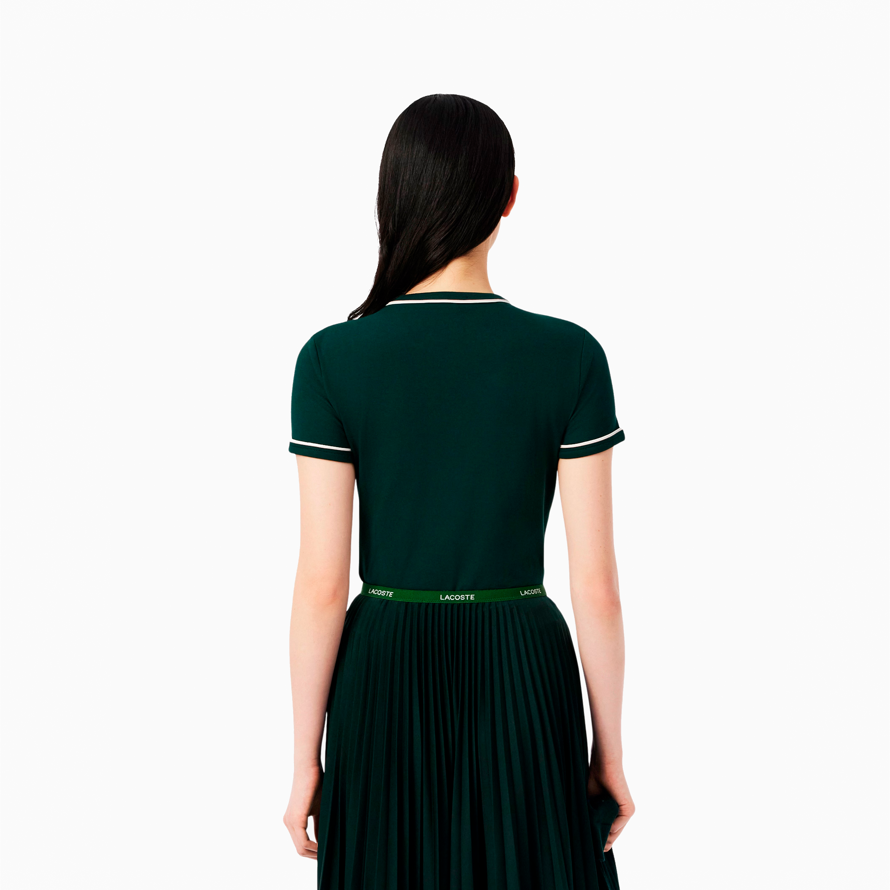 LACOSTE CAMISETA DE PUNTO JERSEY CON RIBETE VERDE TF5289-AIG