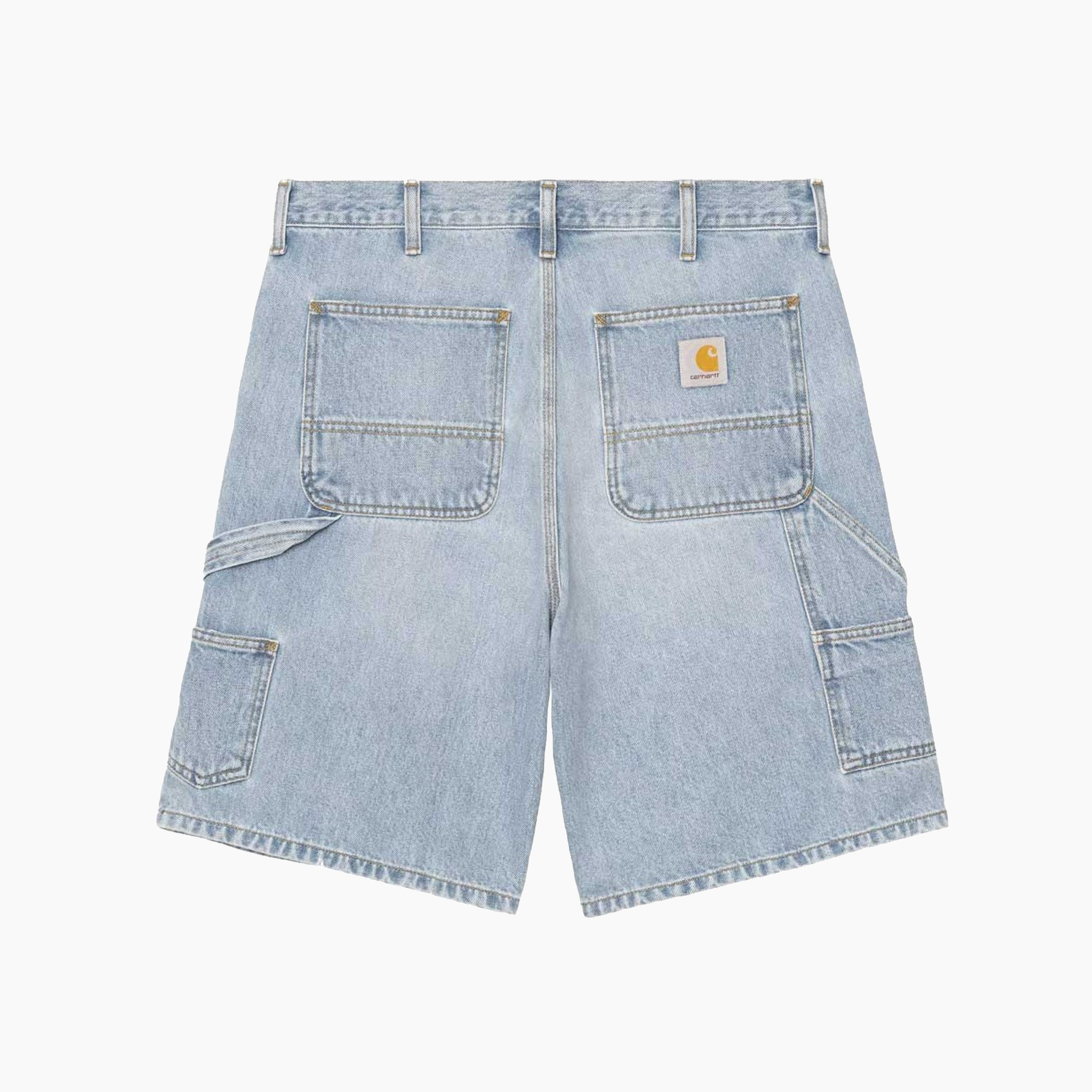 CARHARTT WIP DOUBLE KNEE SHORT BLUE HEAVY WORN BLEACHED I034867.01.WU