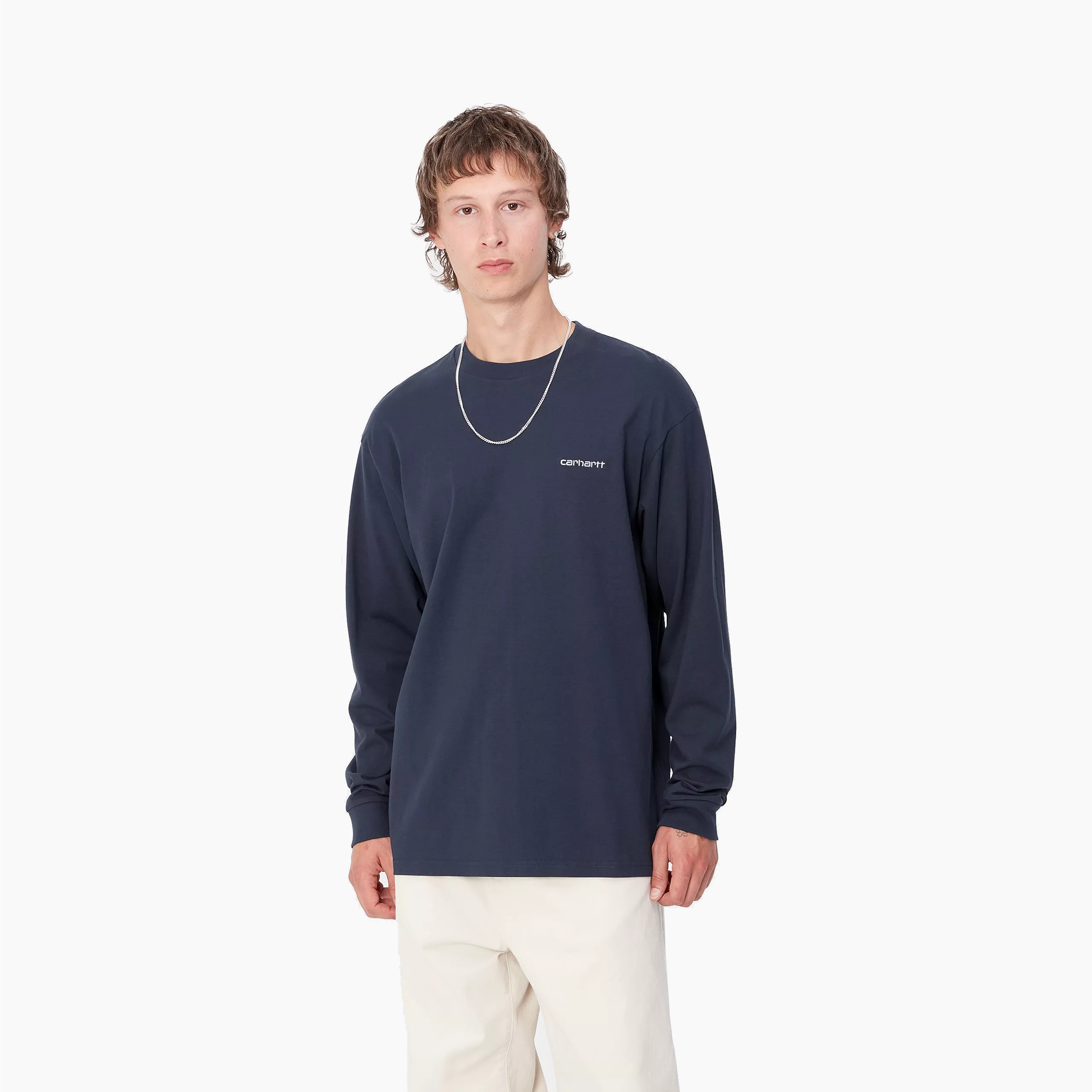 CARHARTT WIP L/S SCRIPT EMBROIDERY T SHIRT BLEU I032306