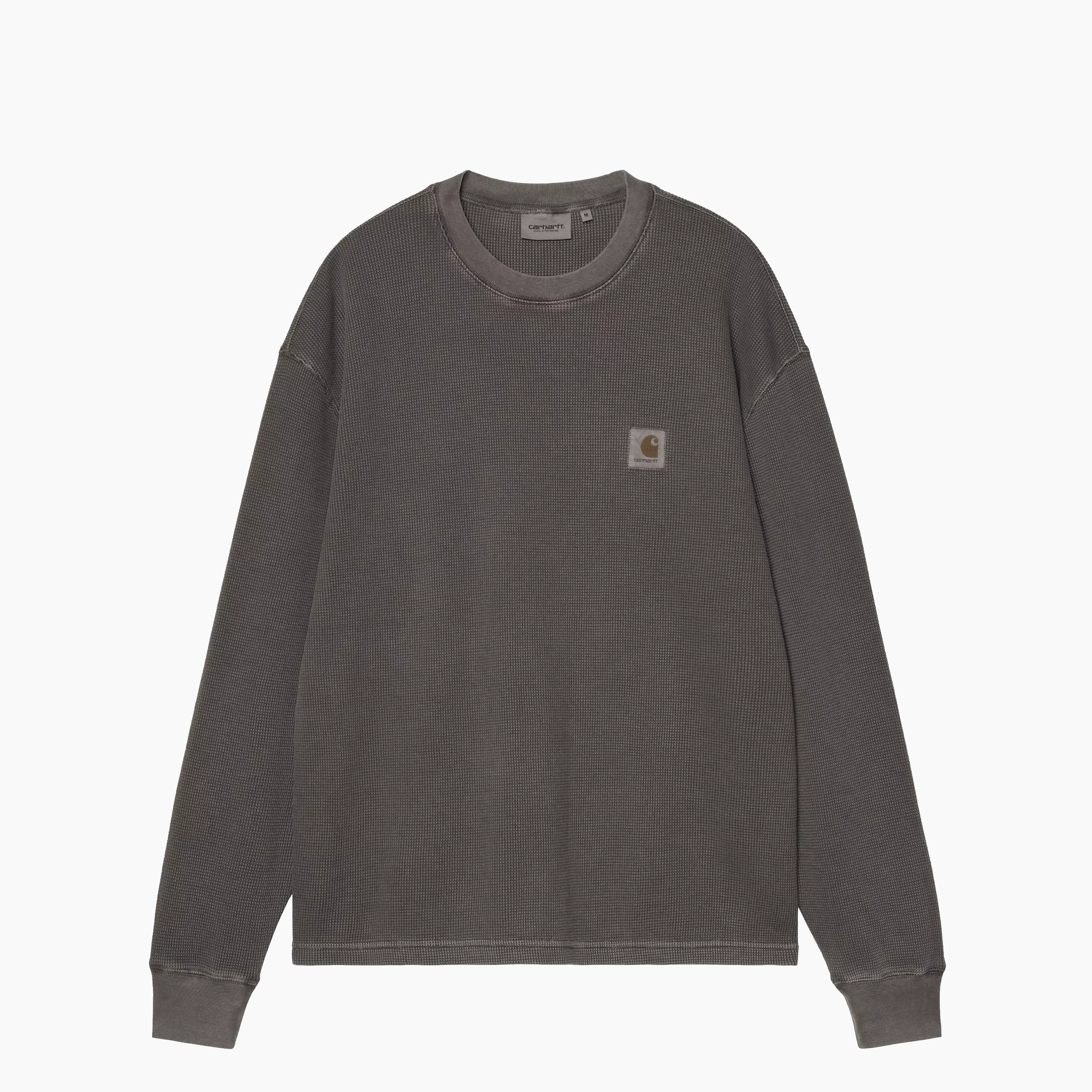 CARHARTT WIP LS WAFFLE T-SHIRT BLACK GARGEMENT DYED I035304-89