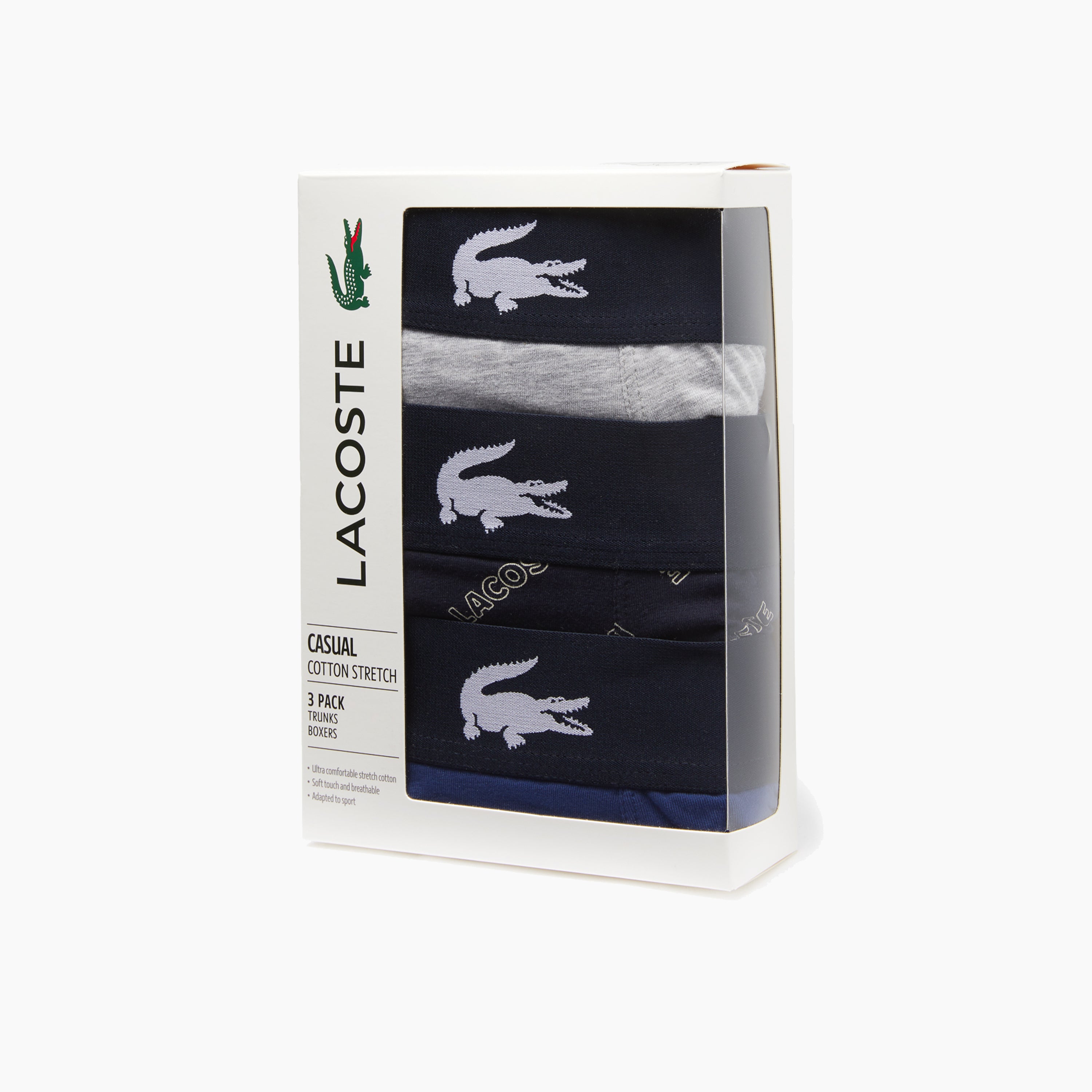 LACOSTE TRUNK 3 PACKS UNDERWEAR NAVY BLUE / WHITE - 5H1774
