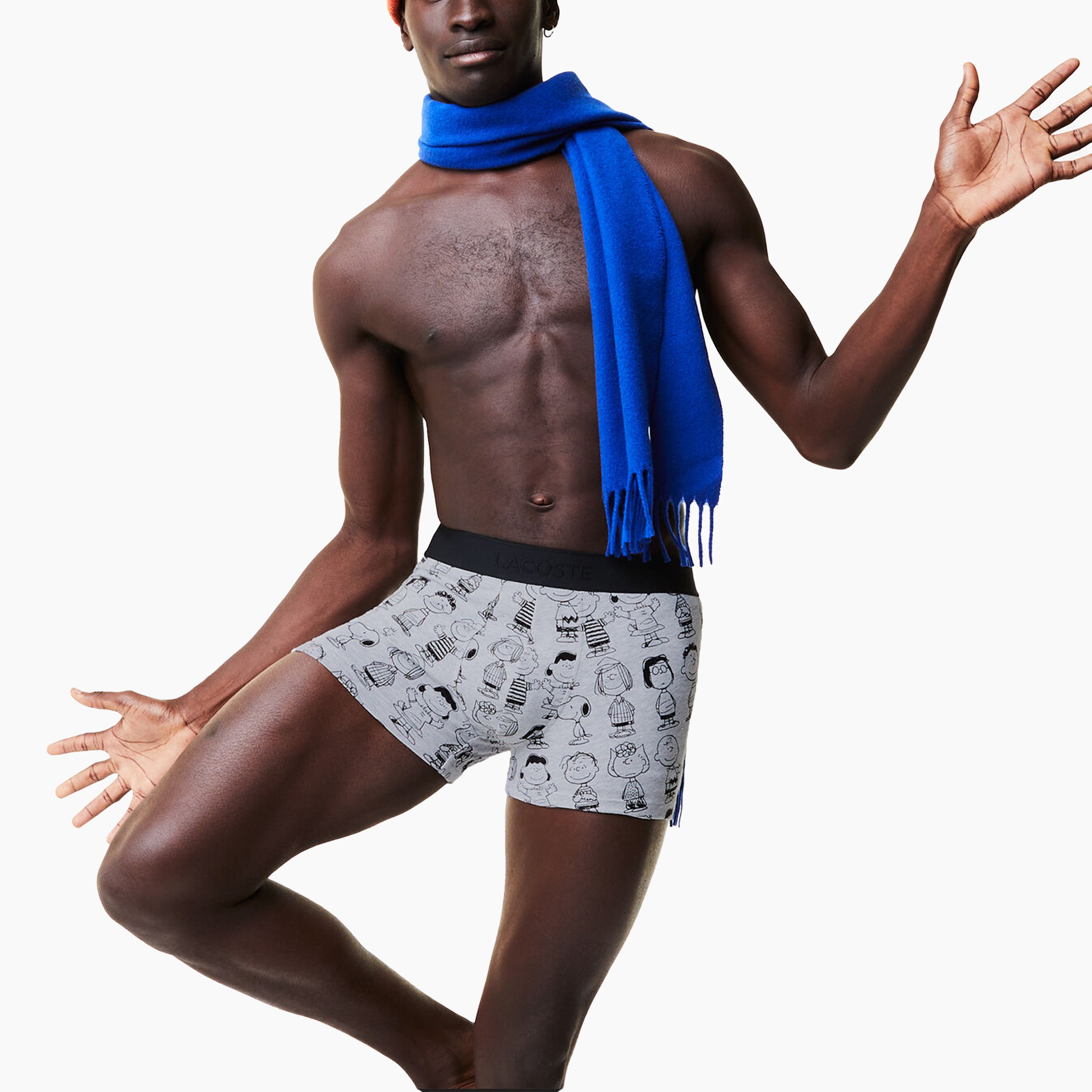 BOXER ORGANICO CON STAMPA LACOSTE X PEANUTS GRIGIO - 5H7604