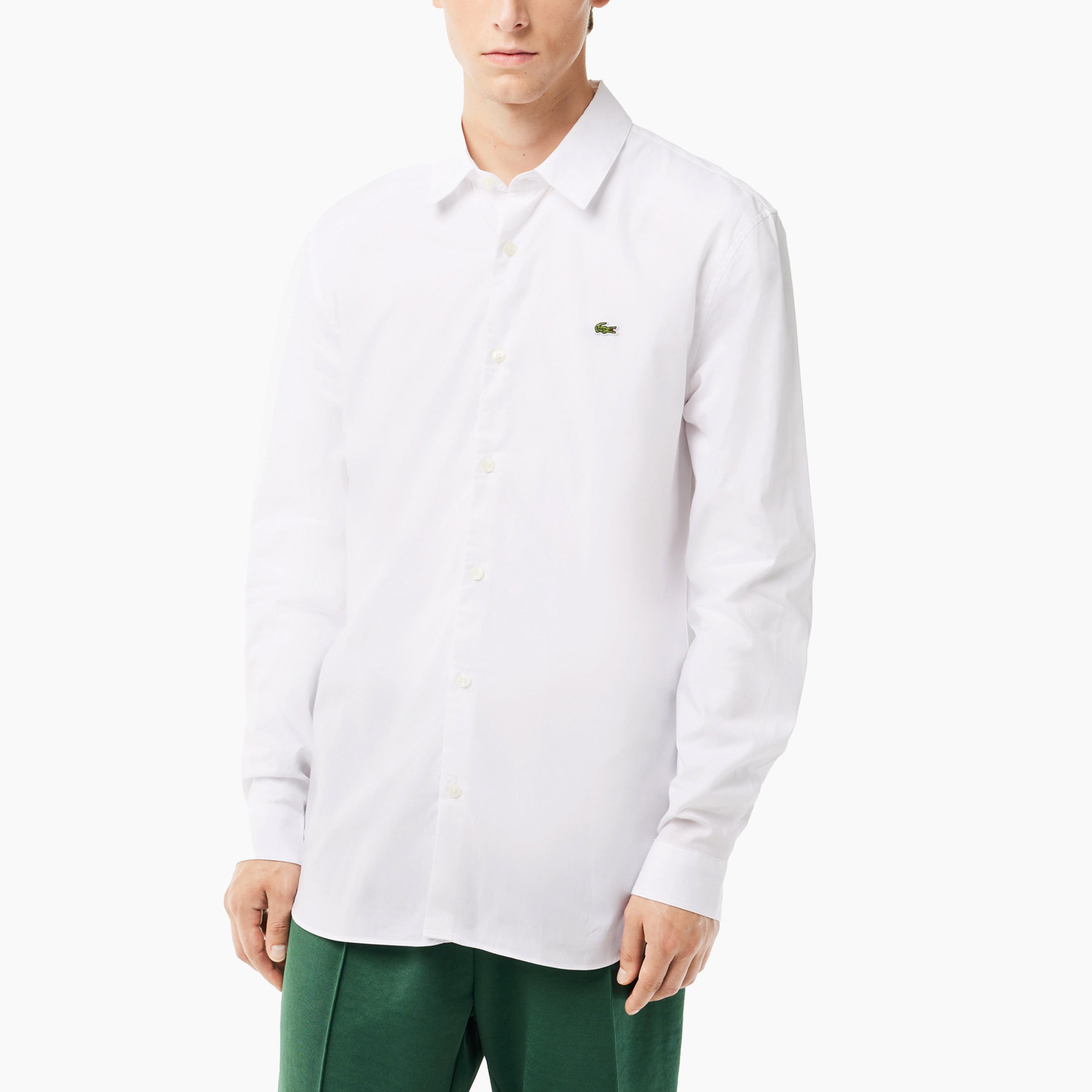 LACOSTE SLIM FIT SHIRT STRETCH COTTON WHITE - CH5620