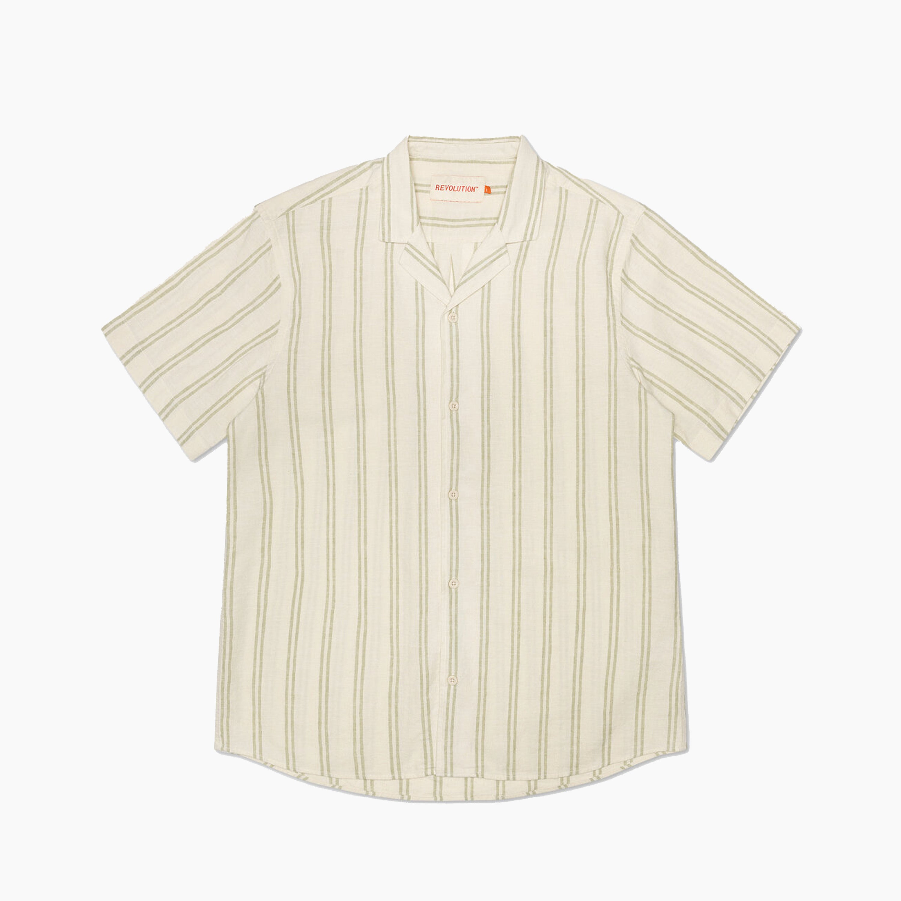 REVOLUTION CUBAN SHIRT BEIGE & LIGHTGREEN - 3865
