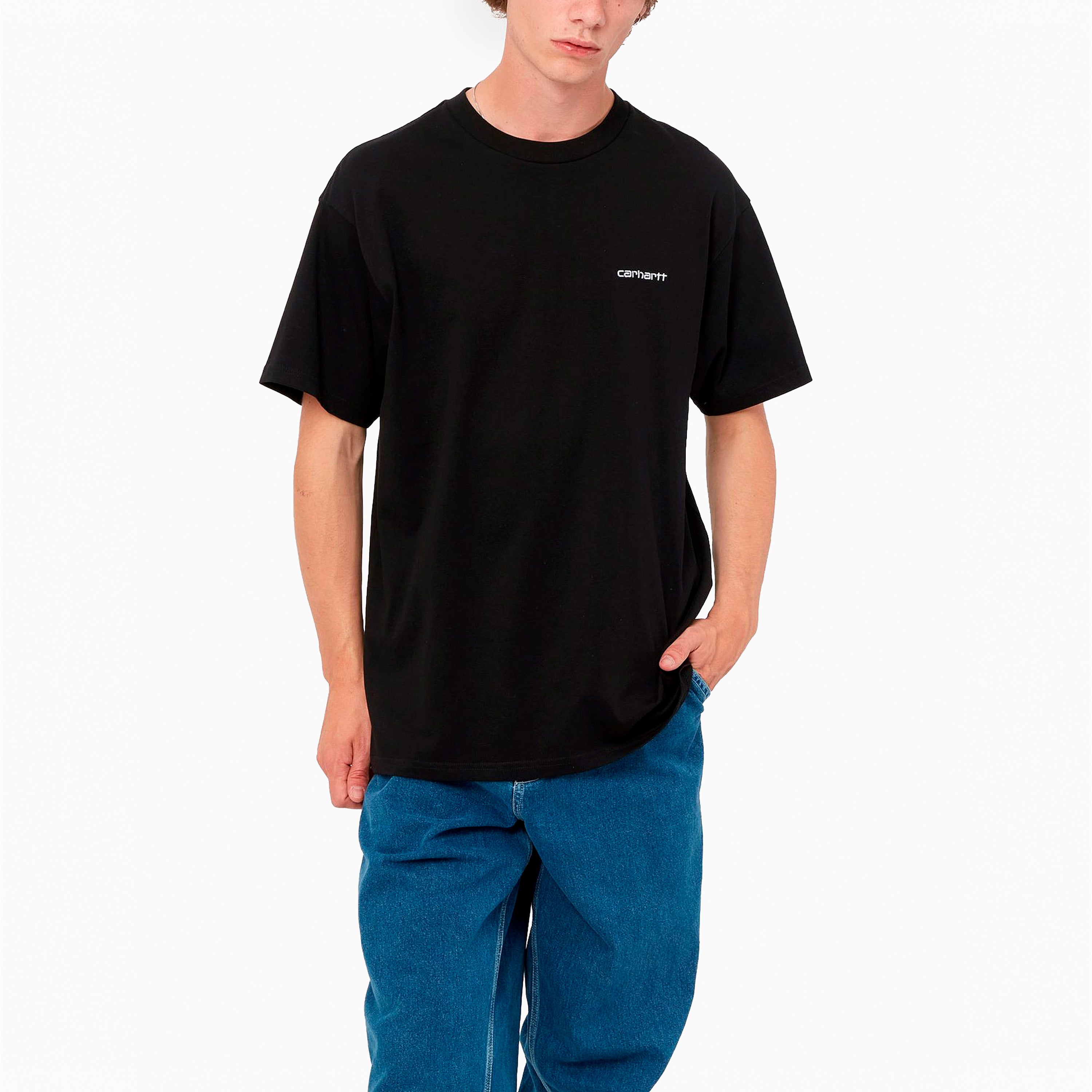 CARHARTT WIP SCRIPT EMBROIDERY T-SHIRT BLACK & WHITE - I030435