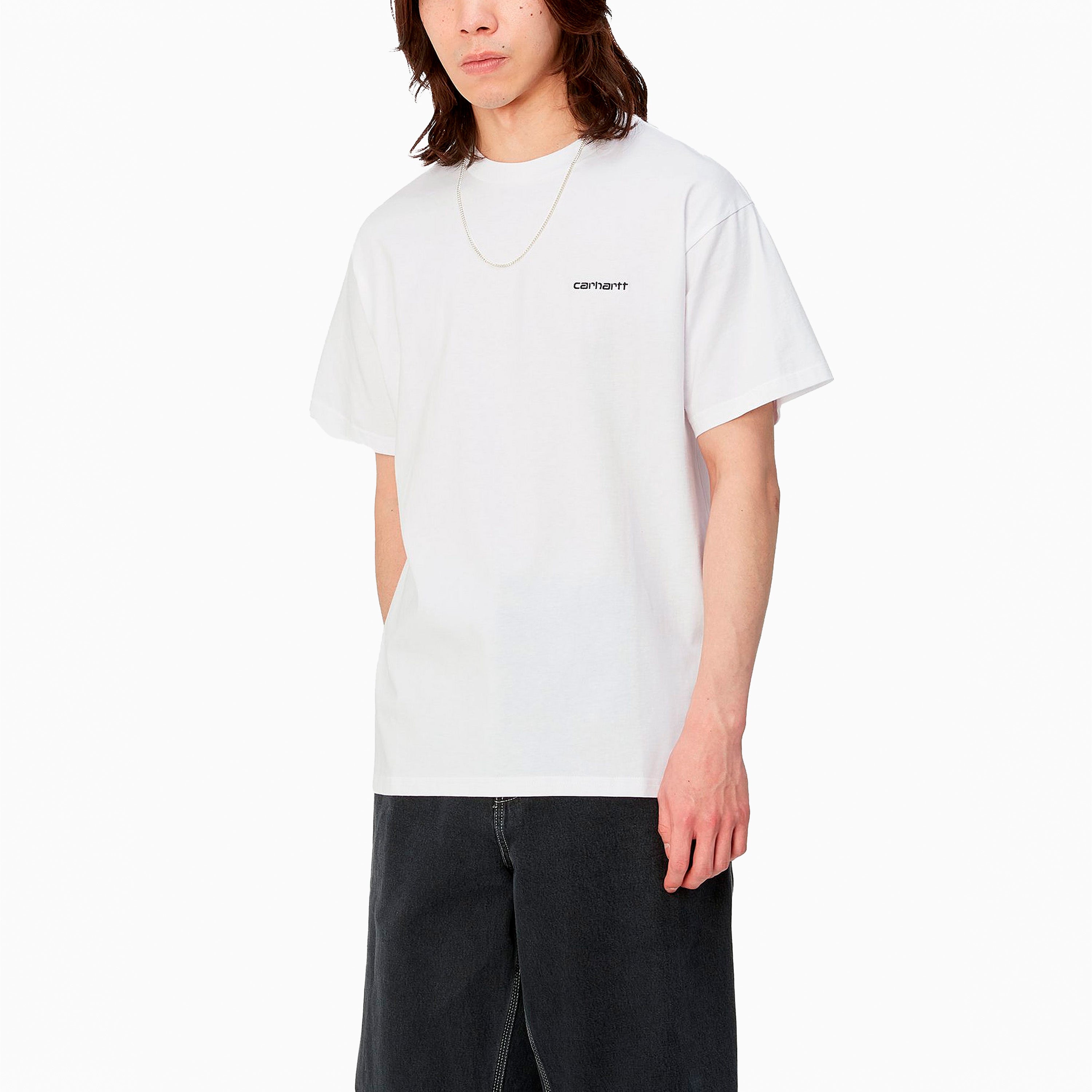 CARHARTT WIP SCRIPT EMBROIDERY T-SHIRT WHITE & BLACK - I030435