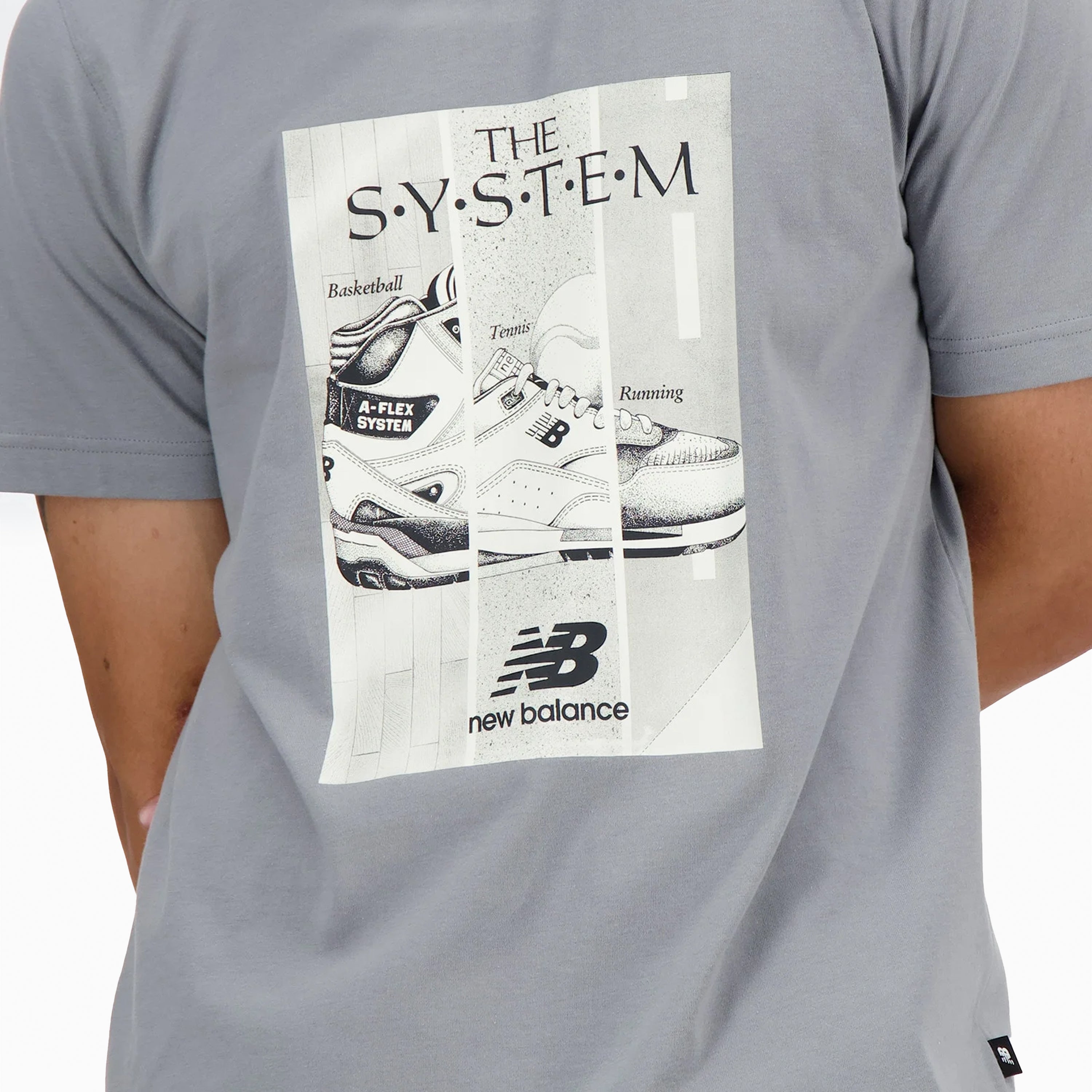 NEW BALANCE POSTER T-SHIRT GREY & WHITE - MT41595