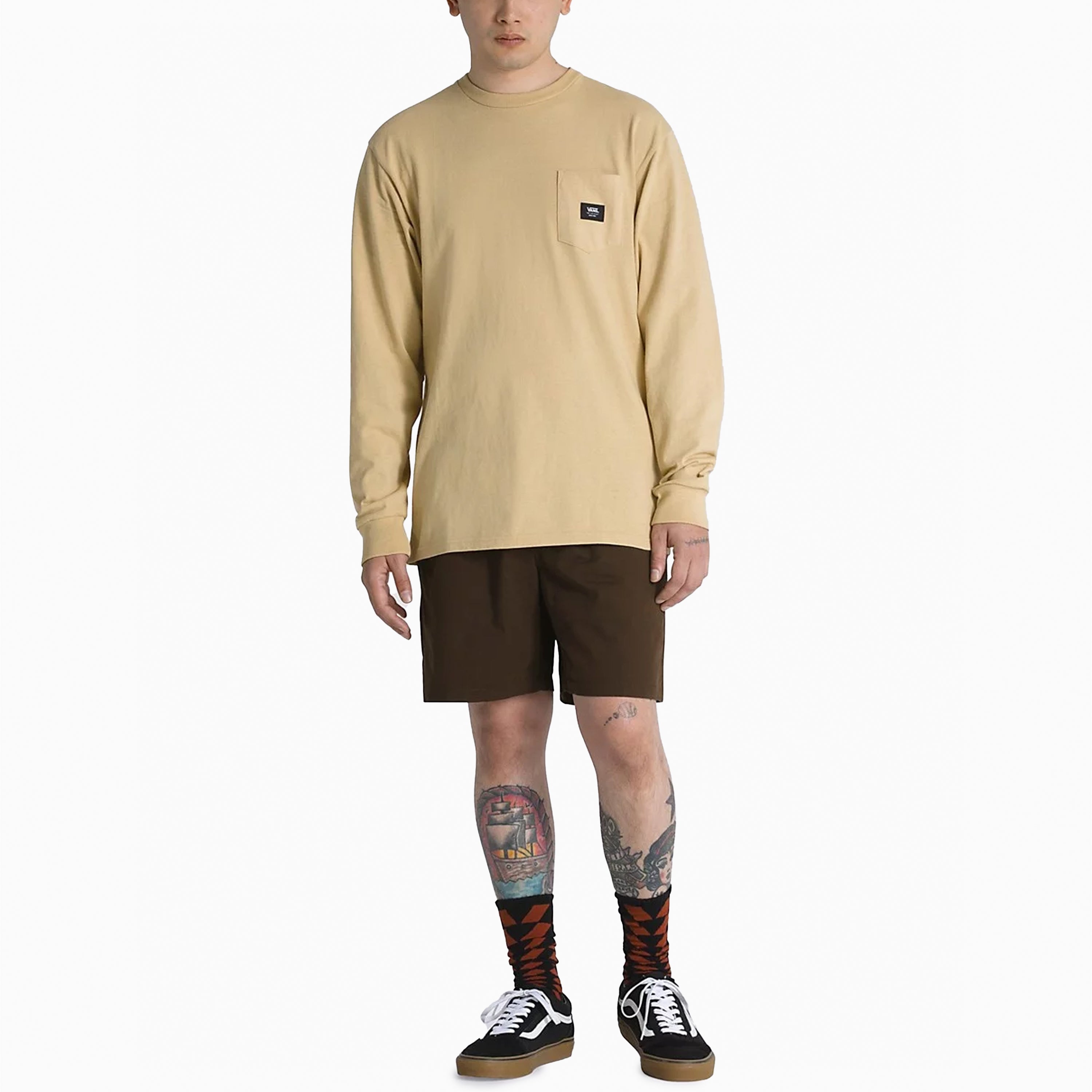VANS CAMISETA DE MANGA LONGA COM BOLSO TAOS TAUPE CAMEL - VN00001AYUU1