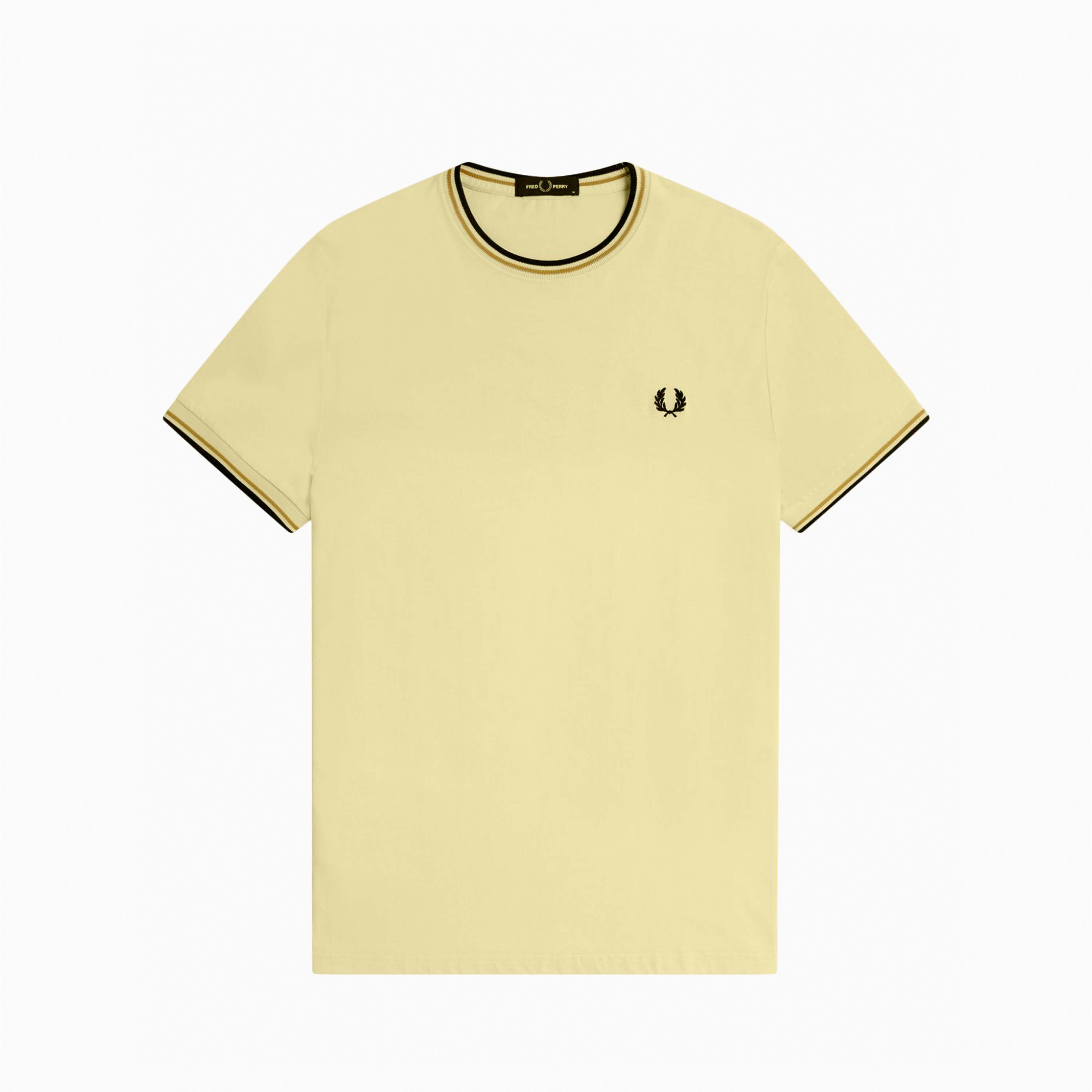 FRED PERRY TWIN TIPPED T-SHIRT YELLOW & BLACK M1588-Y61