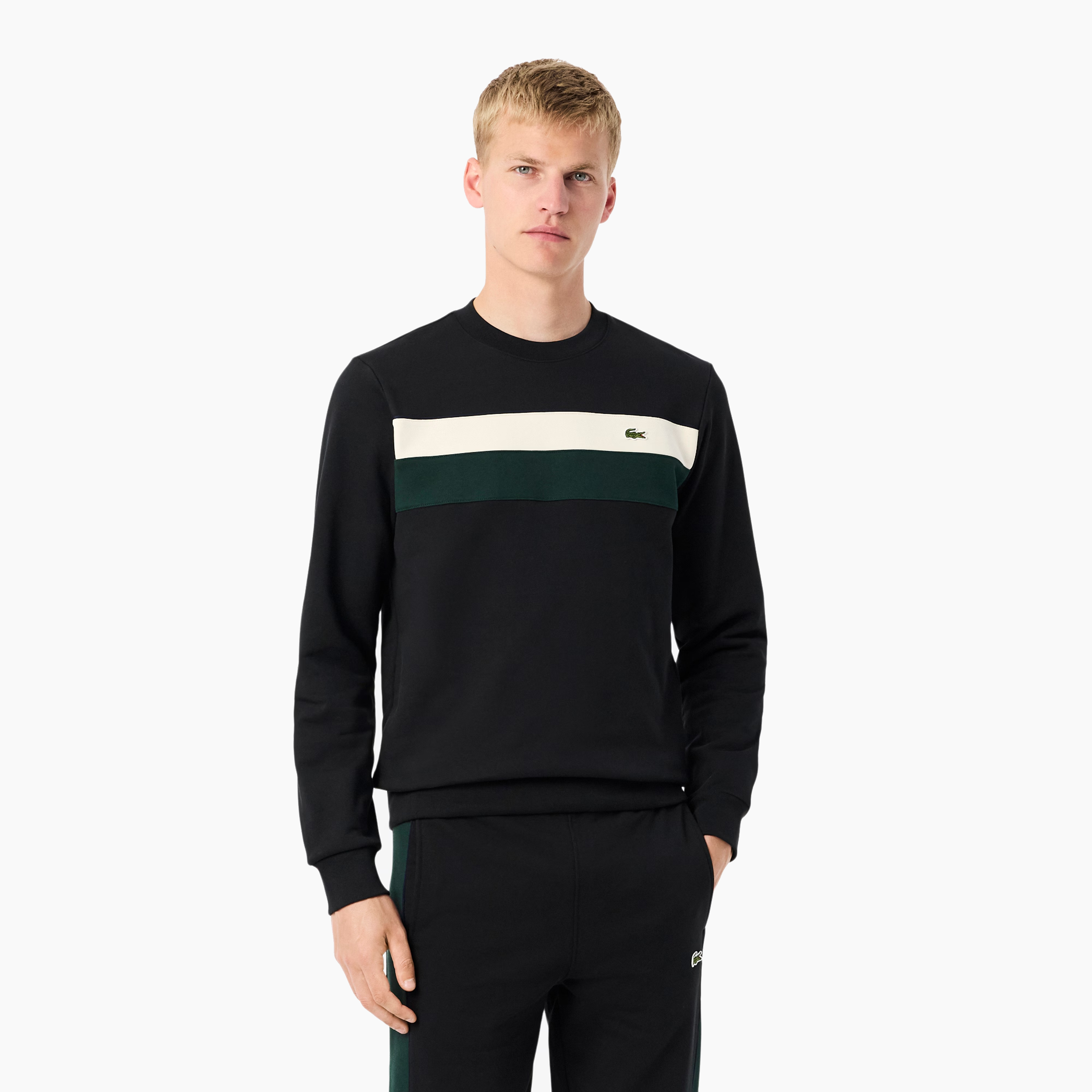 LACOSTE SWEATSHIRT COLOR BLOCK BLACK SH5498-6XH