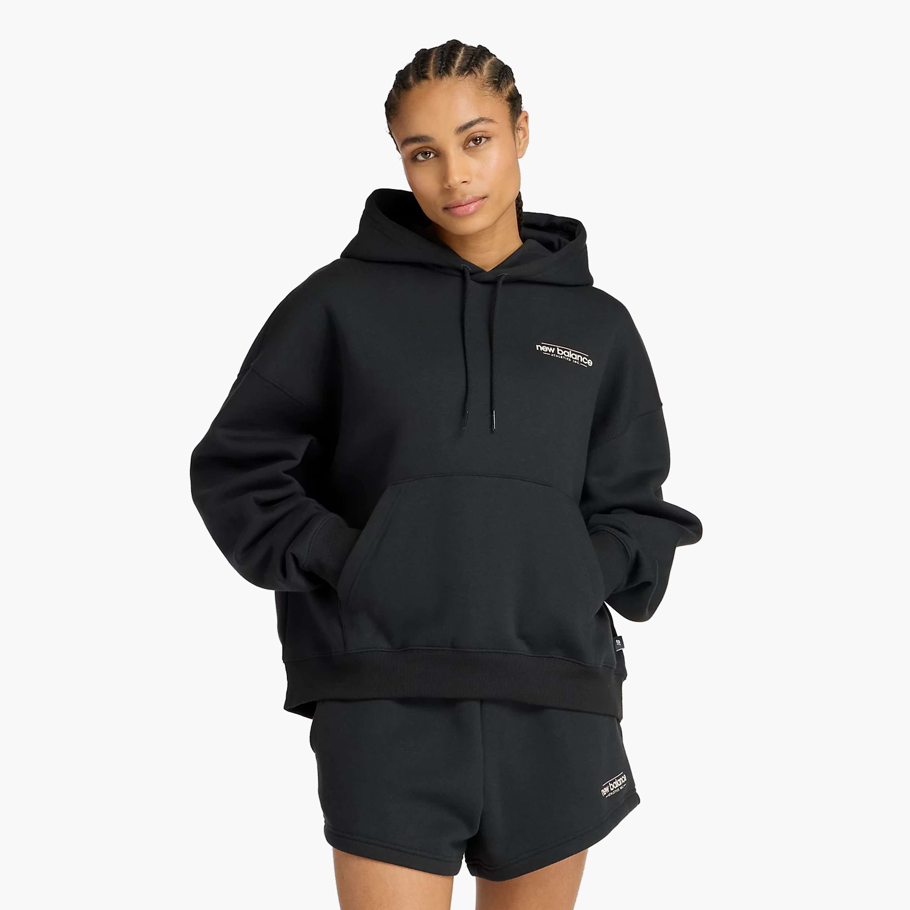 NEW BALANCE REIMAGINED FLEECE OVERSIZED HOODIE BLACK - WT53515BK