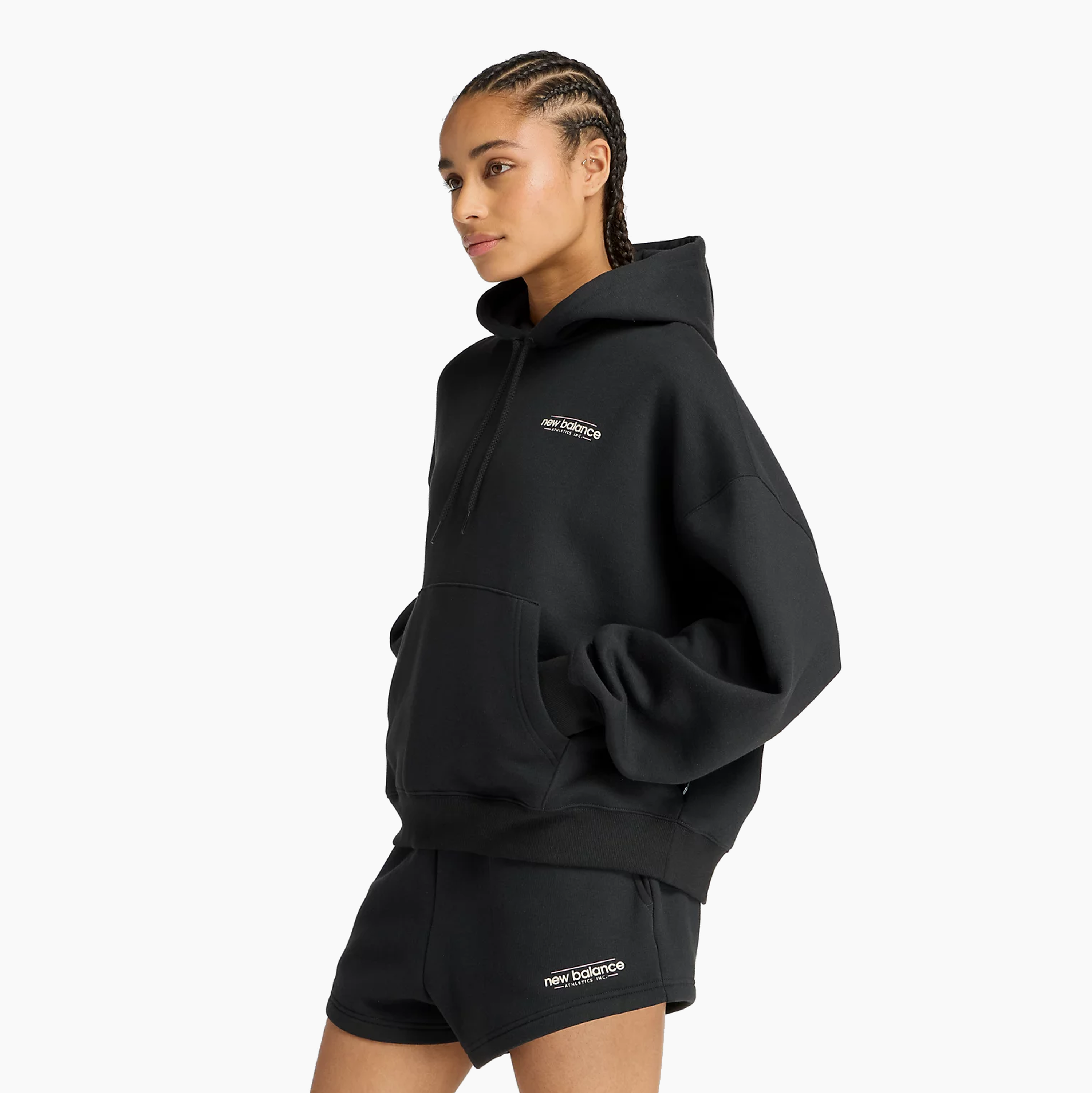NEW BALANCE REIMAGINED FLEECE OVERSIZED HOODIE BLACK - WT53515BK