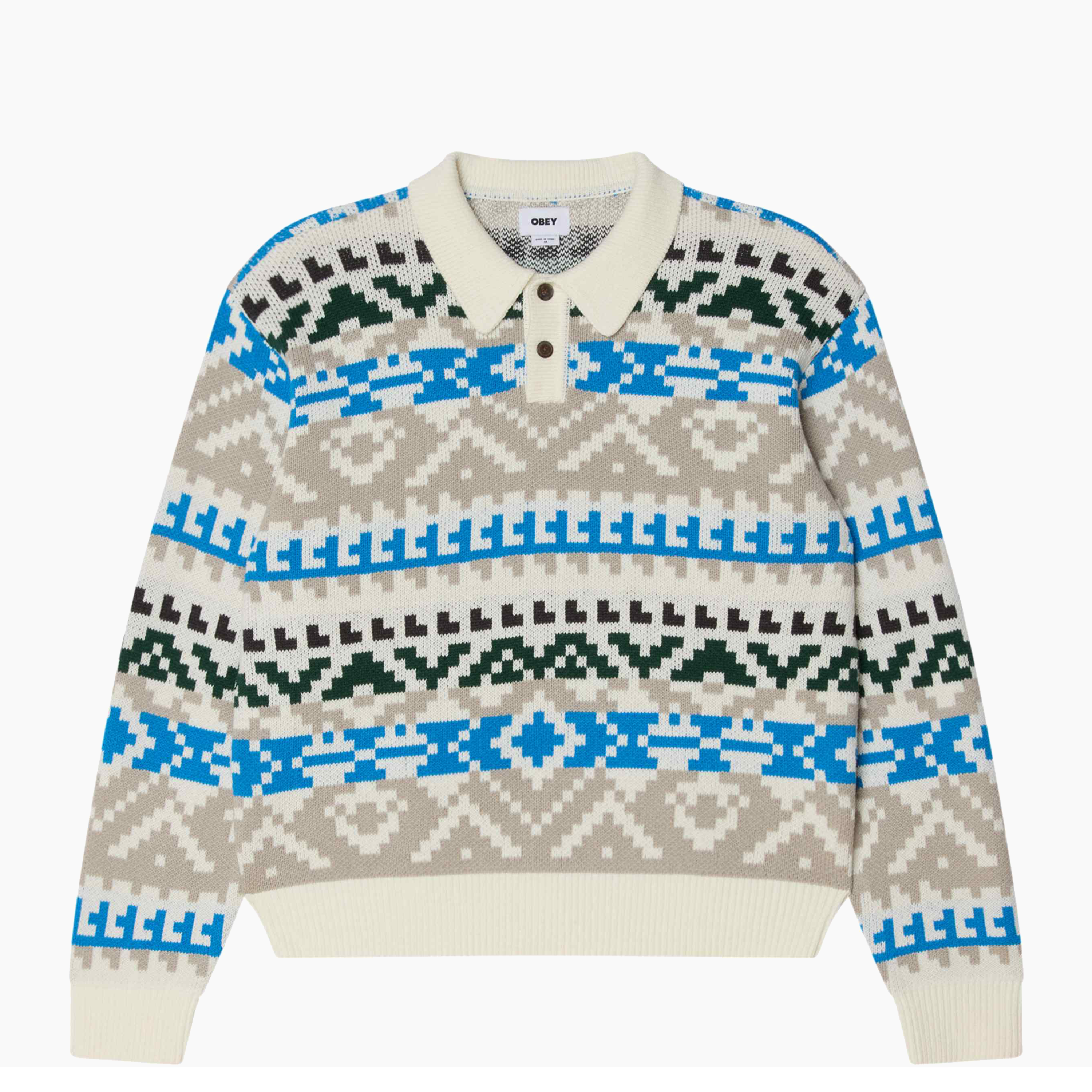 OBEY CLOTHING GEO POLO SWEATER WHISPER WHITE 151000113-WSP