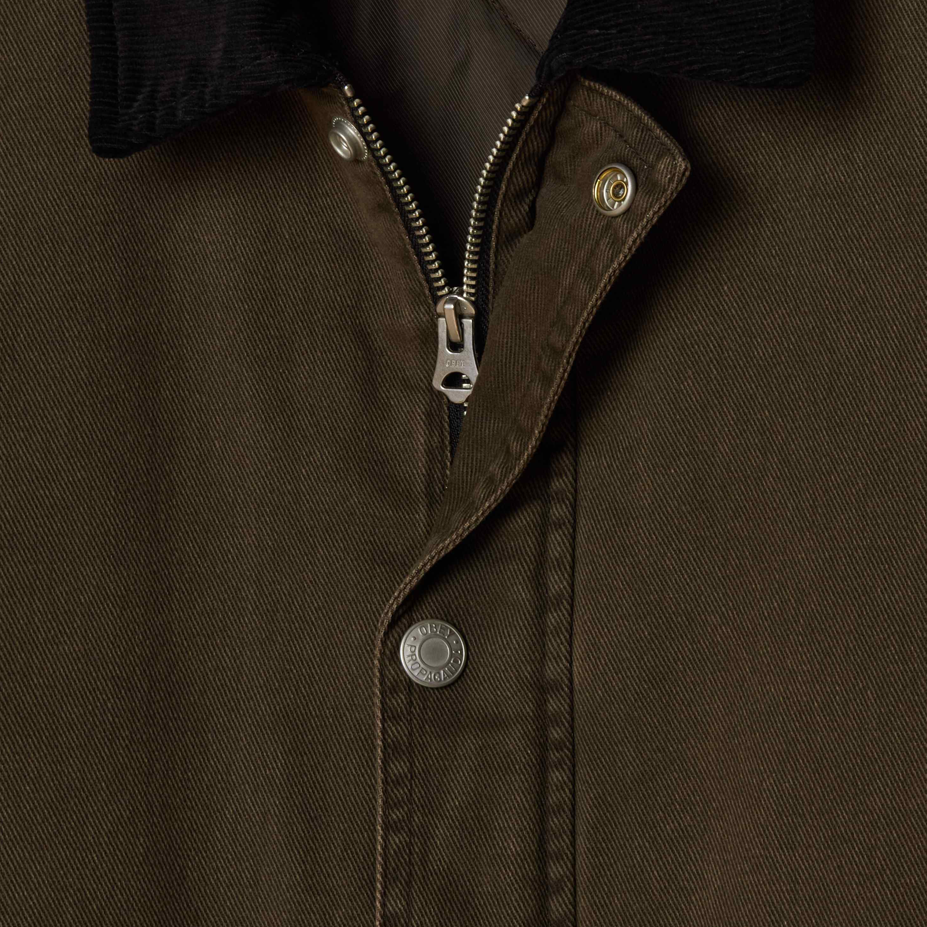 OBEY CLOTHING NORTON BARN COAT BLACK OLIVE FADED WASH 121800606-BOV