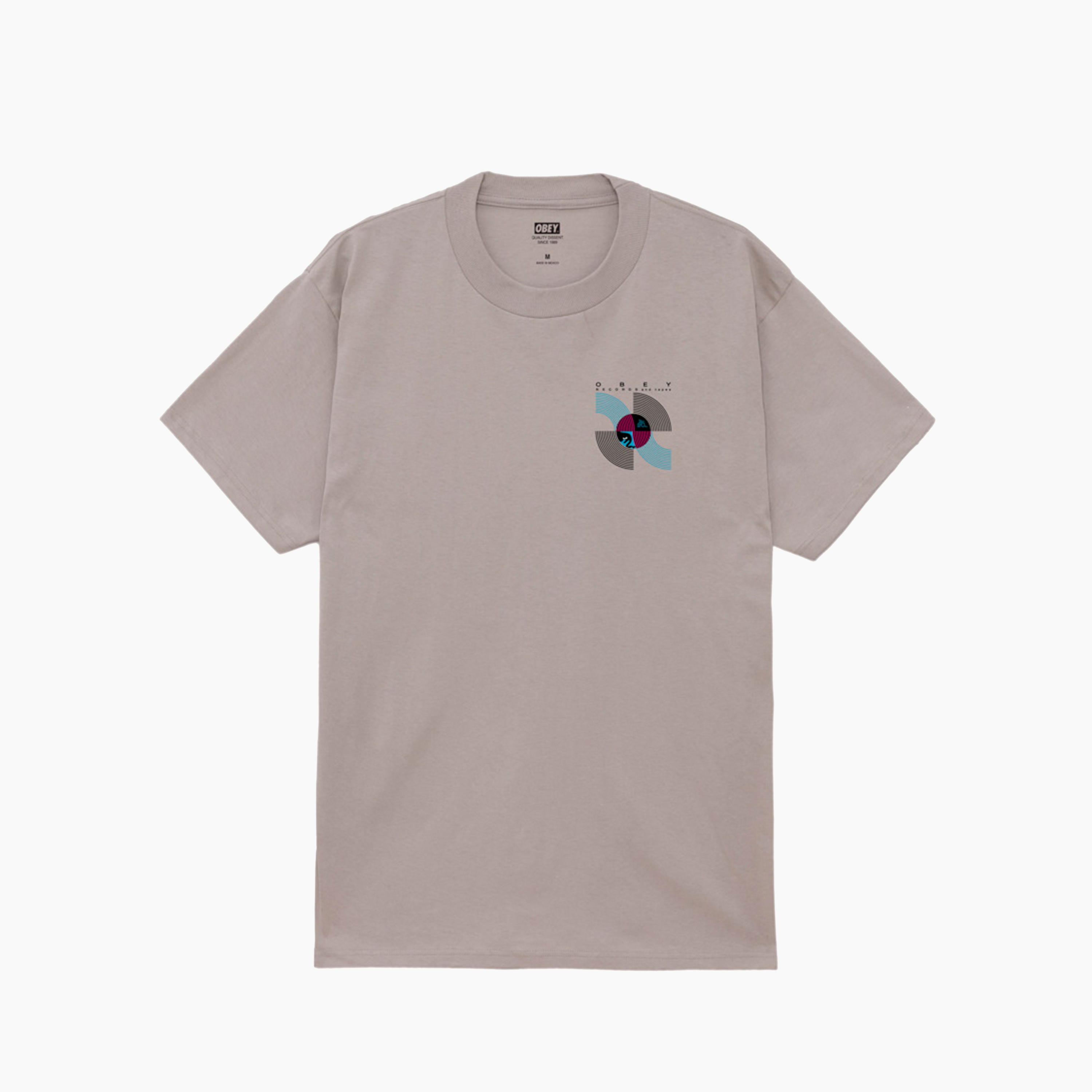 OBEY CLOTHING RECORDS & TAPES CLASSIC T-SHIRT SILVER GREY 165264143-SIG