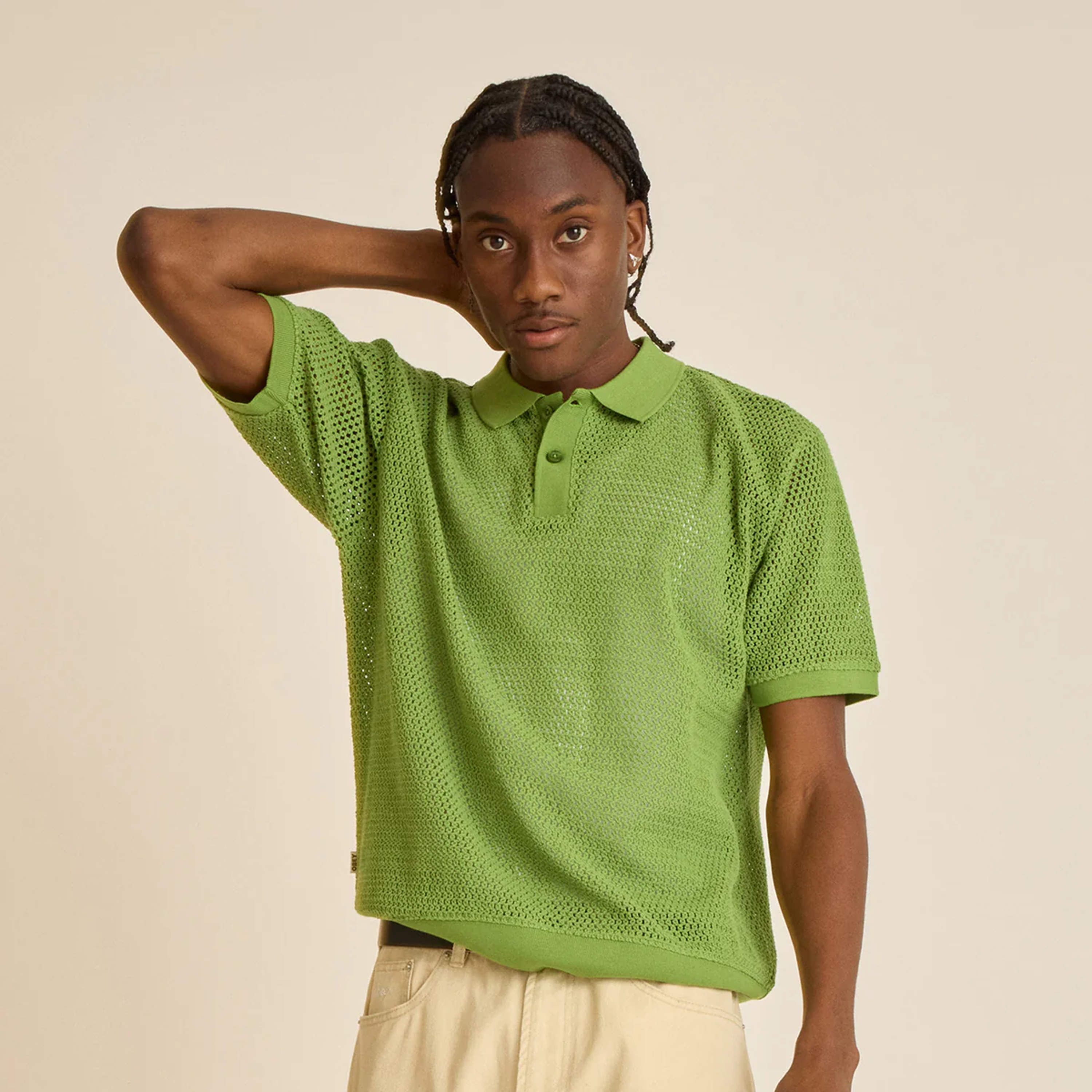 OBEY CLOTHING SARATOGA MESH POLO PIQUANT GREEN 131090094-PQG
