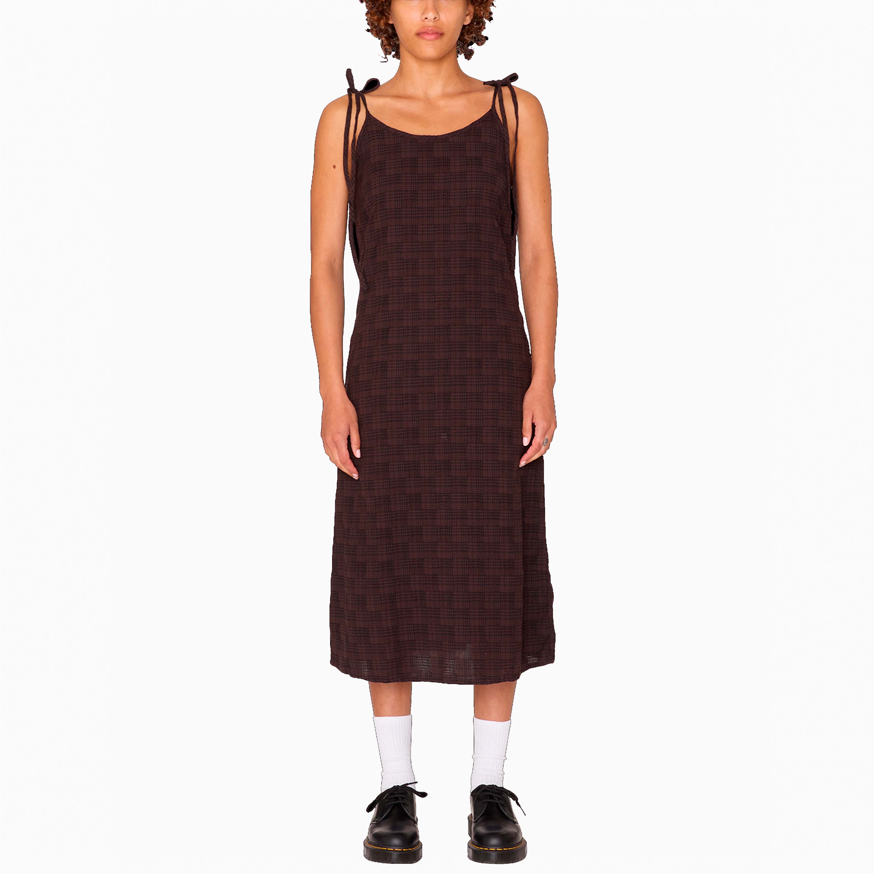 OBEY CLOTHING VIVIAN PLAID DRESS BROWN - 401500435
