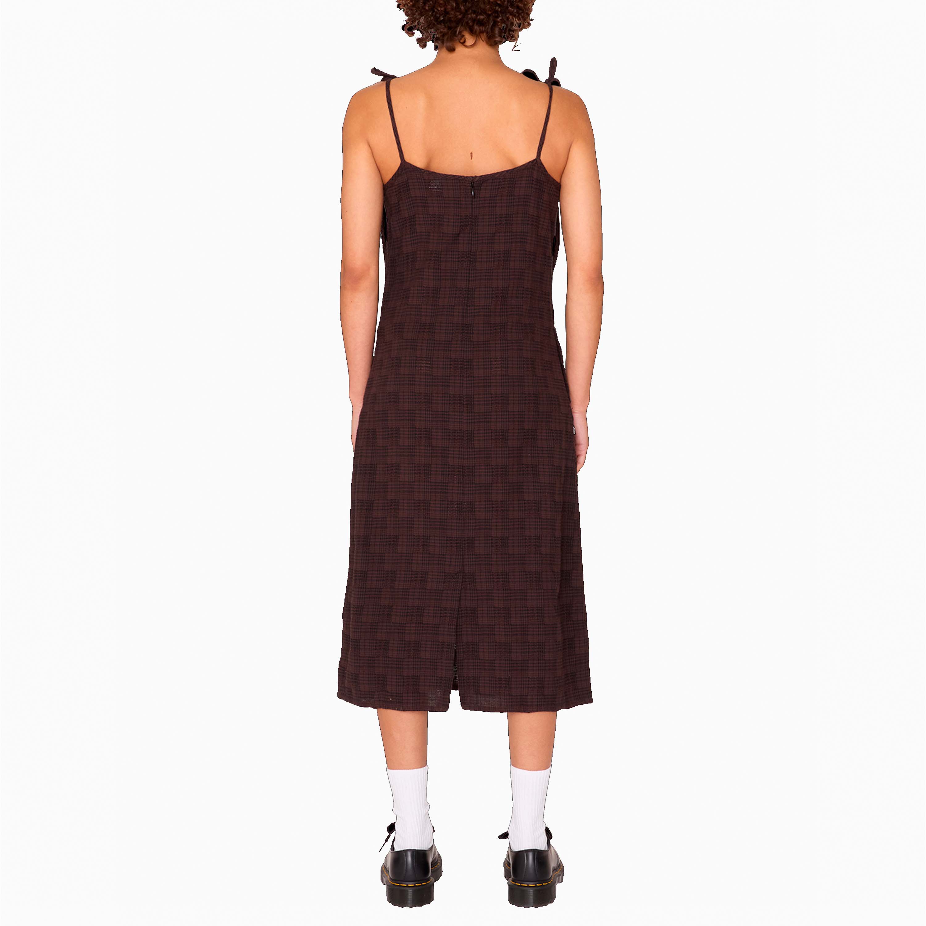 OBEY CLOTHING VIVIAN PLAID DRESS BROWN - 401500435