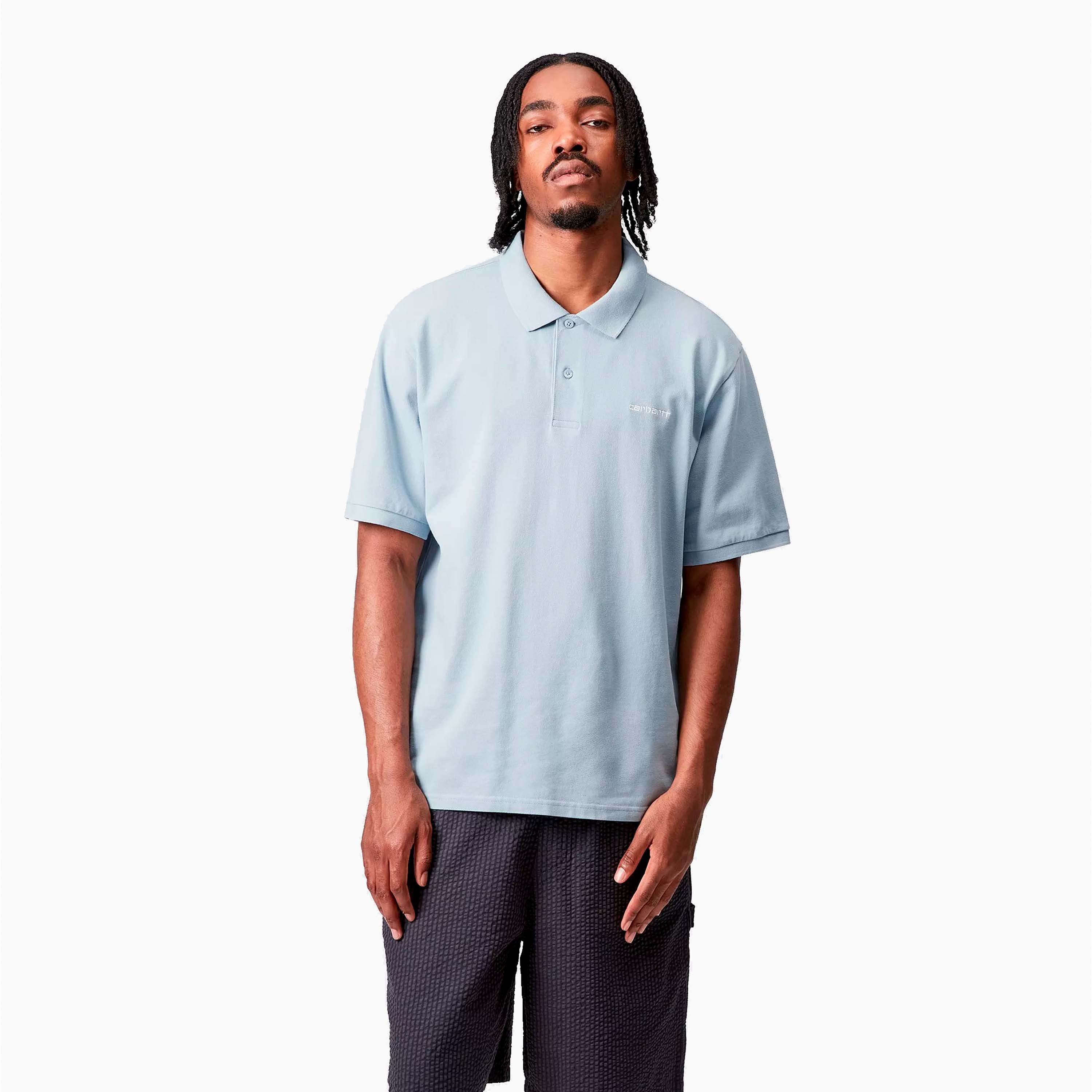 CARHARTT WIP SCRIPT POLO BLUE FOG & WHITE I035231-31L