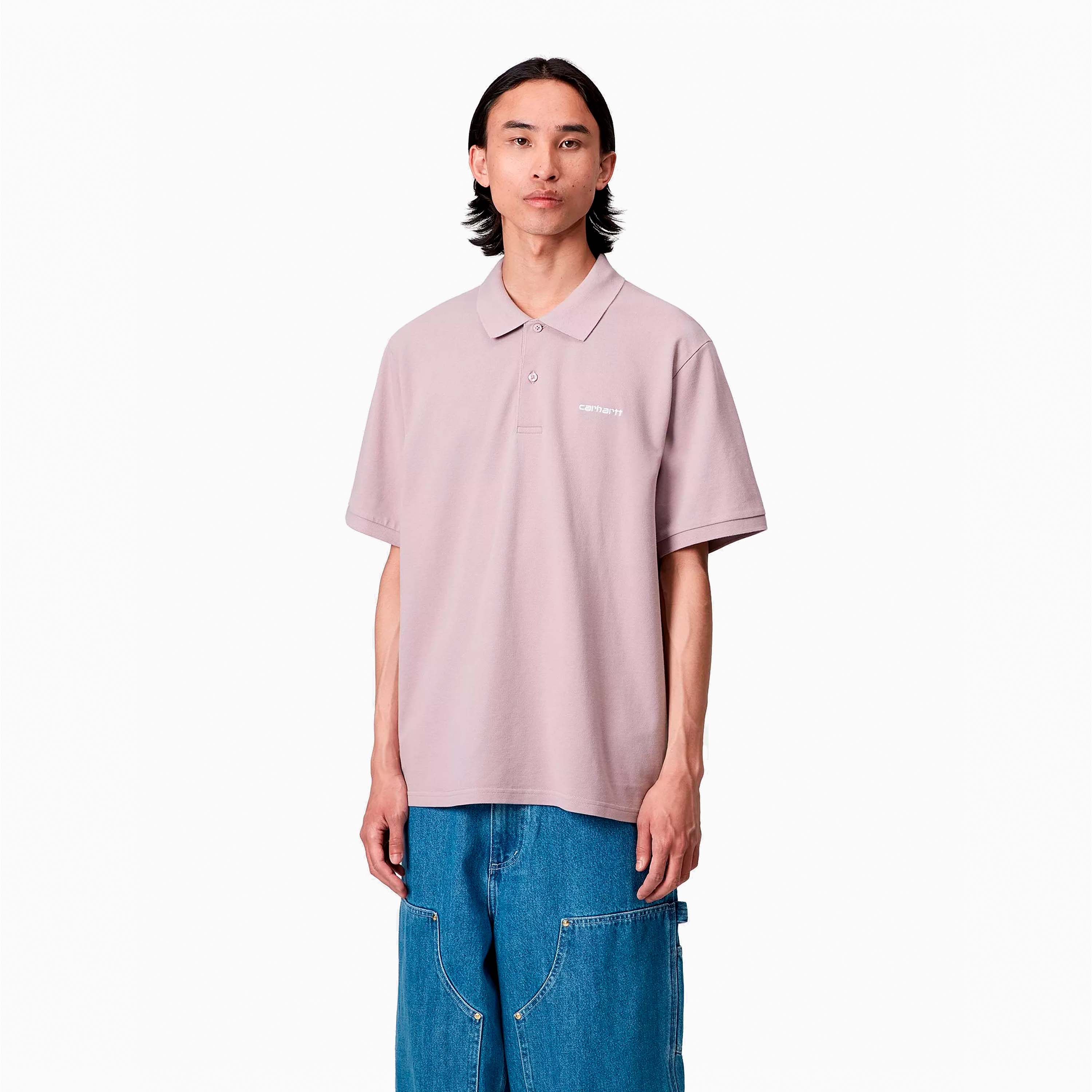 CARHARTT WIP SCRIPT POLO PINK FOG & WHITE I035231-31M