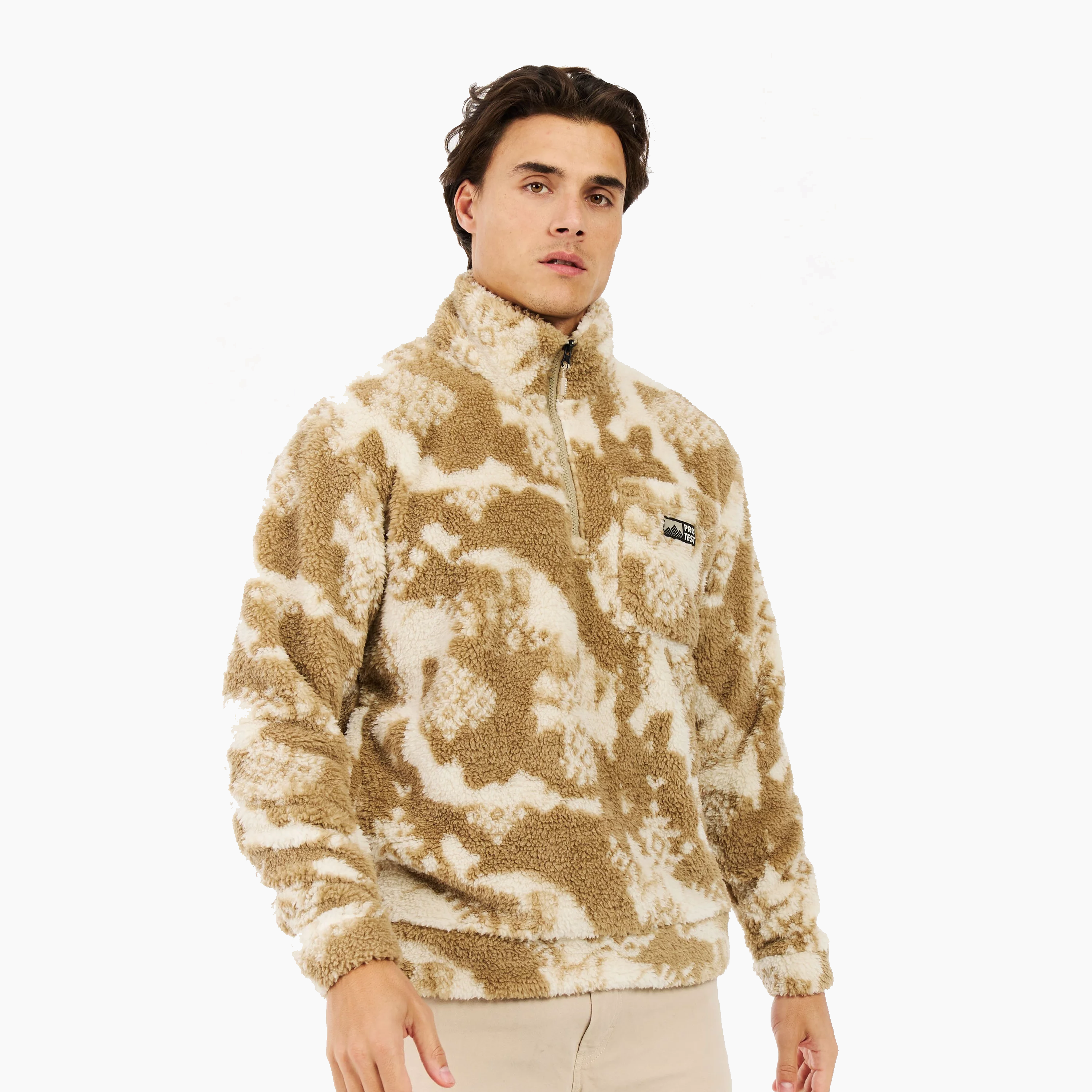 PROTEST M KINSLEY OUTDOOR 1/4 ZIP TOP BAMBOO BEIG 31752002-567