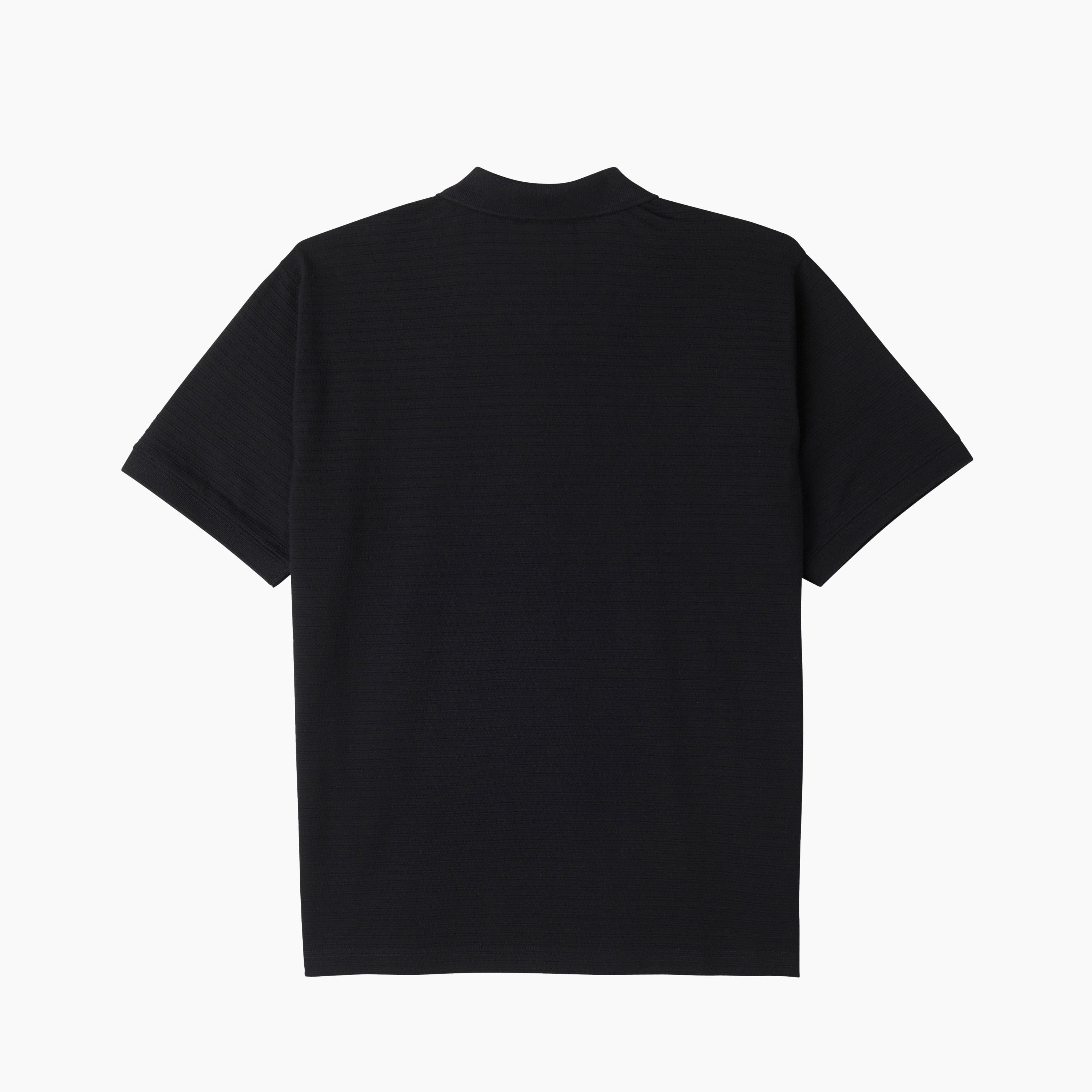 Polo de manga corta para hombre con textura de jacquard | Polo de manga corta en color negro para hombre fabricado en algodón al 100%, presenta un gramaje de 6.5 onzas y un ajuste regular para conseguir un fit perfecto. Detalles acanalados.