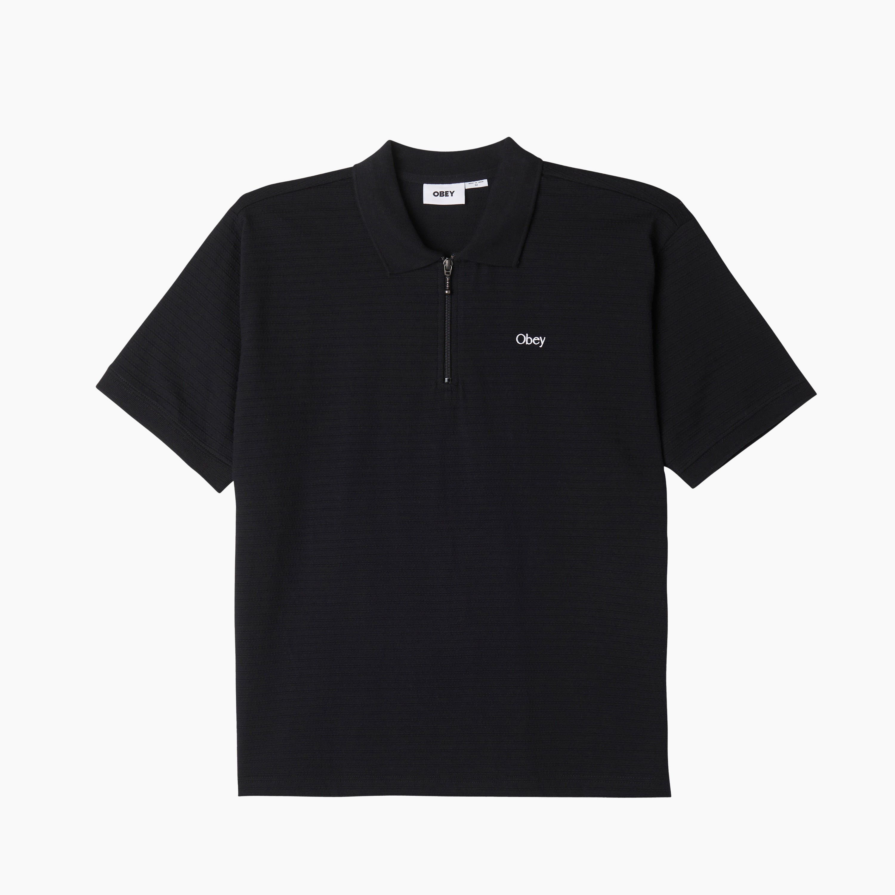 Polo de manga corta para hombre con textura de jacquard | Polo de manga corta en color negro para hombre fabricado en algodón al 100%, presenta un gramaje de 6.5 onzas y un ajuste regular para conseguir un fit perfecto. Detalles acanalados.