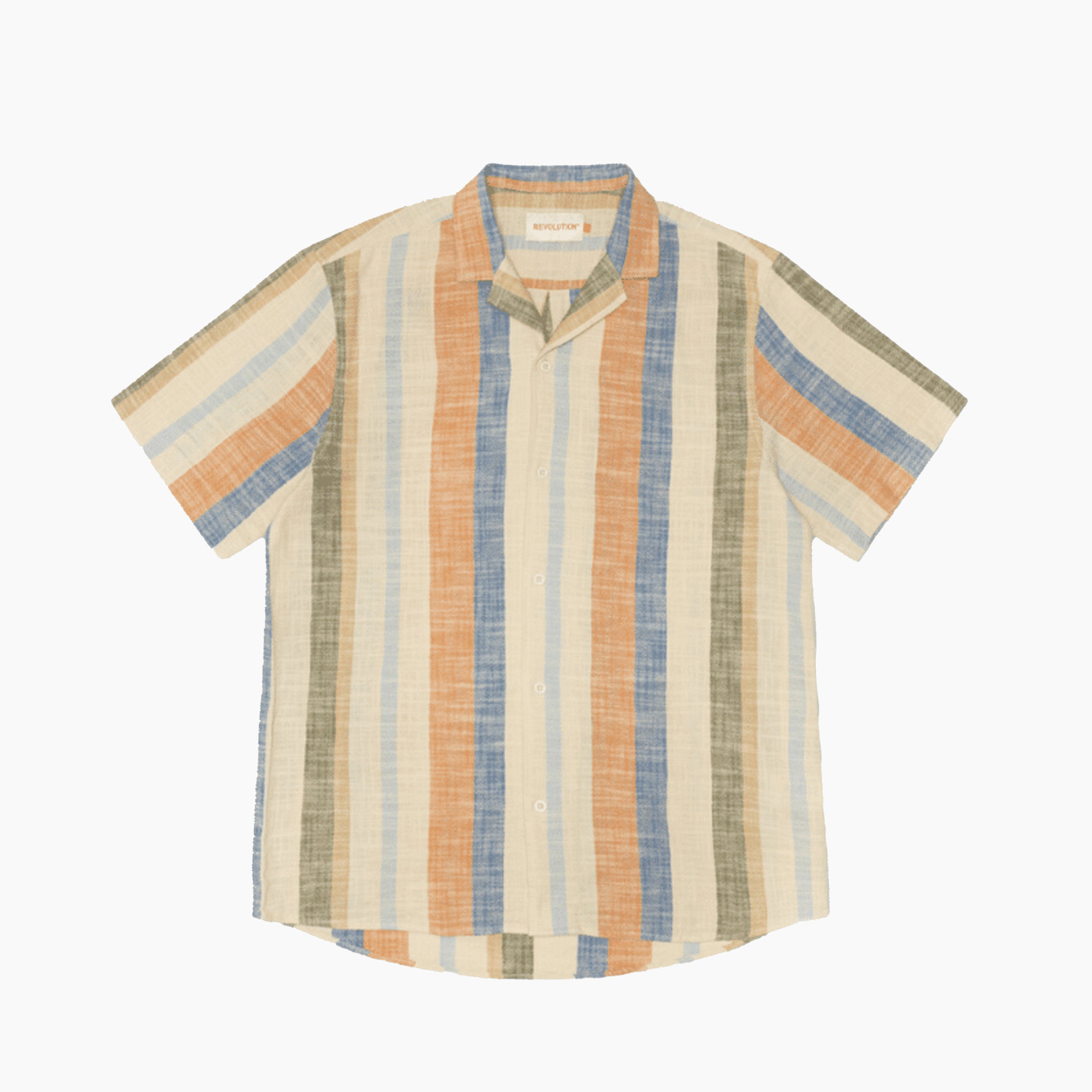 REVOLUTION SS SHIRT LIGHT BLUE & BEIGE - 3918
