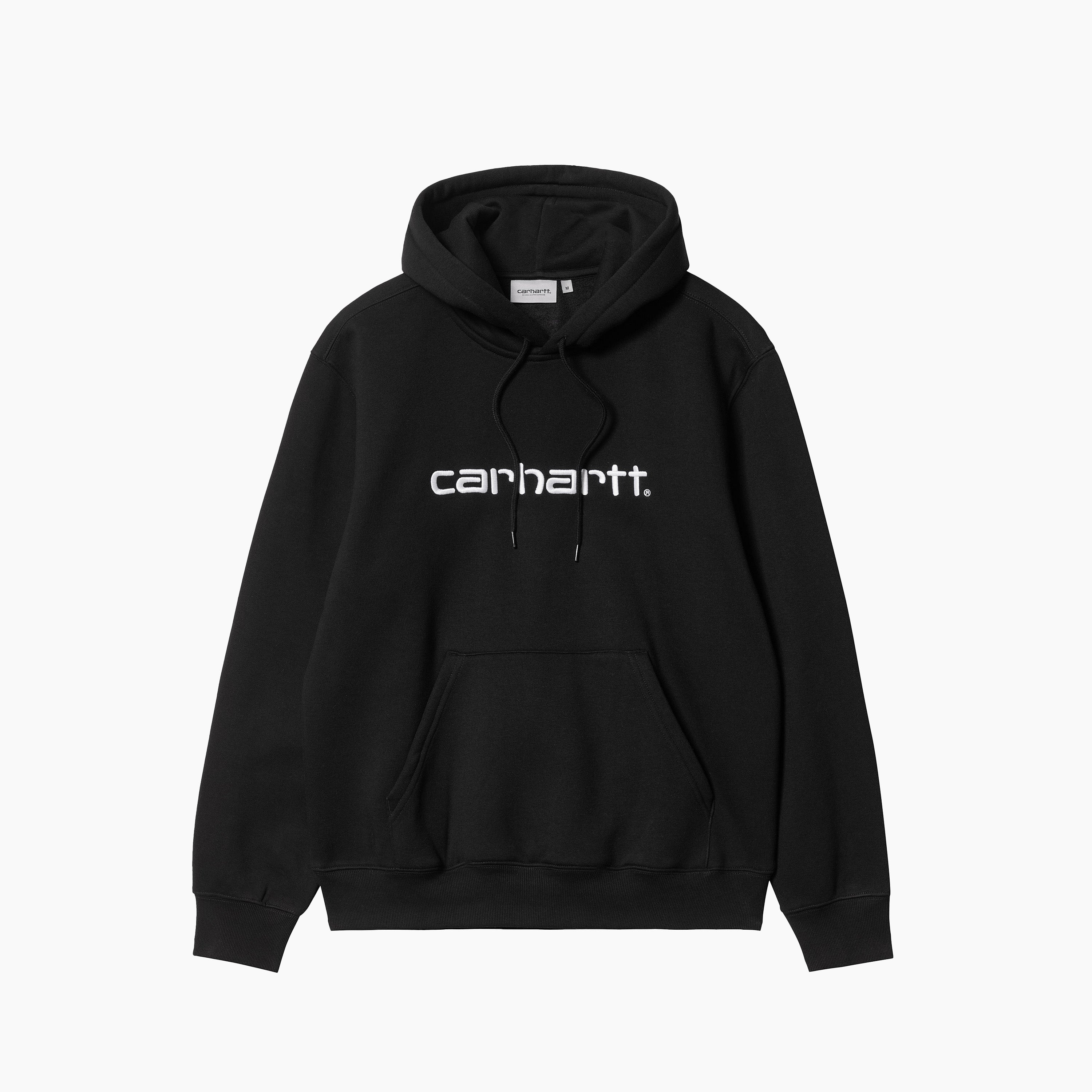 Sudadera Carhartt | Sudadera Carhartt Hombre | Sudadera Carhartt Negra | La sudadera con capucha Carhartt está confeccionada con un ajuste holgado con un jersey de polialgodón cepillado pesado, lo que significa que tiene un reverso suave similar al de un vellón. También cuenta con un bolsillo canguro, así como dobladillo y puños de canalé. Aparece un logotipo Script bordado en el pecho.
