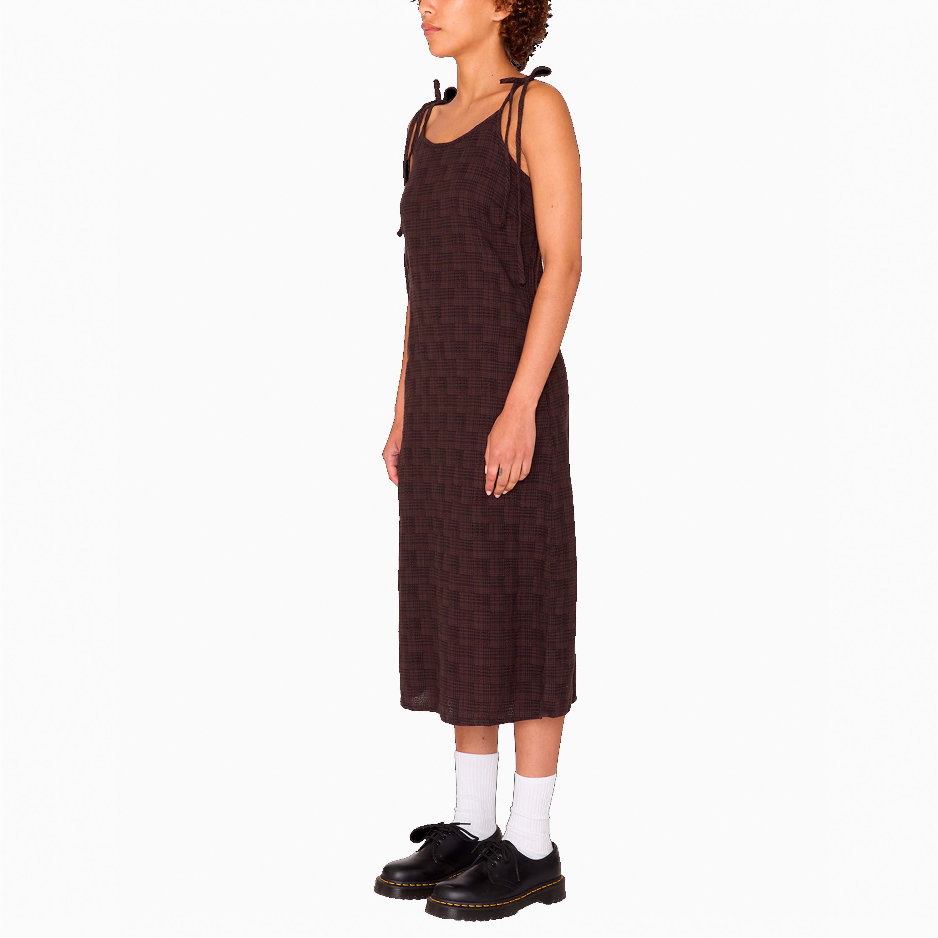 OBEY CLOTHING VIVIAN PLAID DRESS BROWN - 401500435