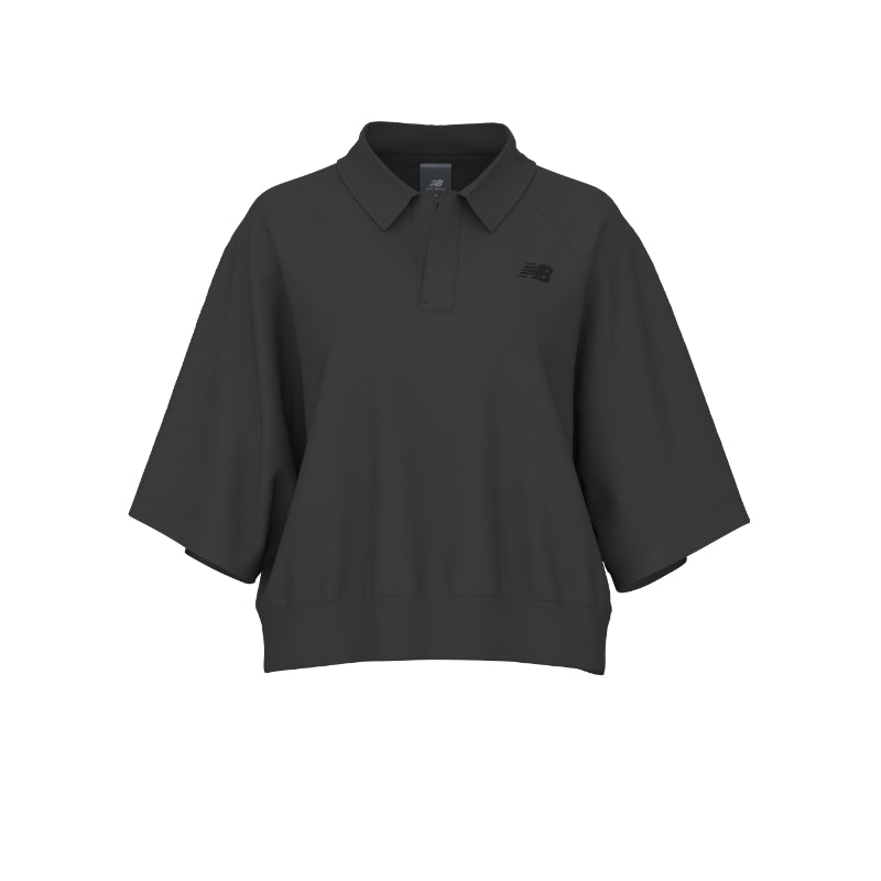 NEW BALANCE COASTAL FLEECE POLO OVER FADDED BLACK WT611044_ABR