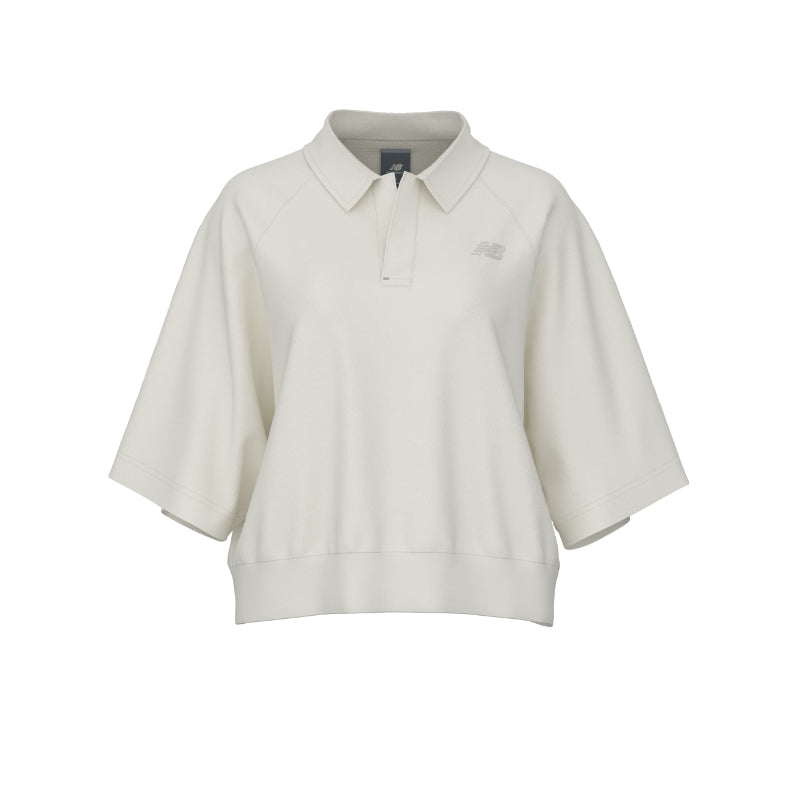 NEW BALANCE COASTAL FLEECE POLO OVER SEA SALT WT611044_ABR