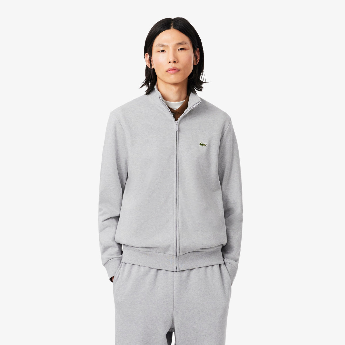 LACOSTE SUDADERA CON CREMALLERA DE FELPA DE ALGODÓN ARGENT CHINE SH2195