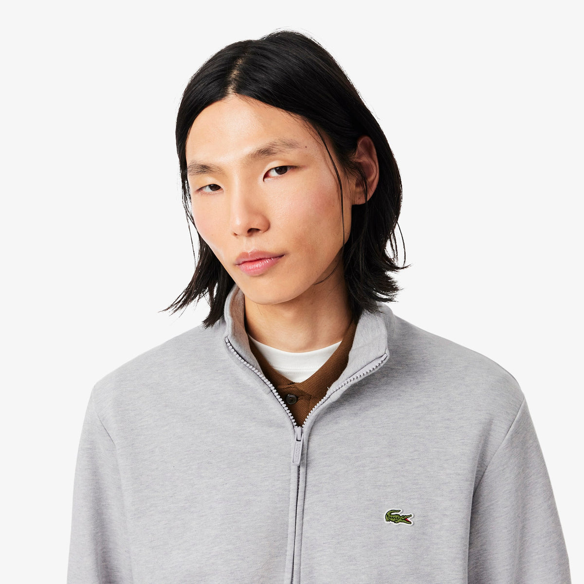 LACOSTE SUDADERA CON CREMALLERA DE FELPA DE ALGODÓN ARGENT CHINE SH2195