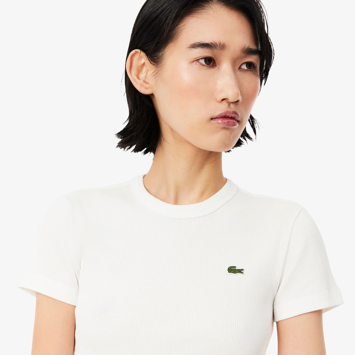 LACOSTE CAMISETA DE CANALÉ DE ALGODÓN ORGÁNICO CORTE AJUSTADO FARINE TF5538