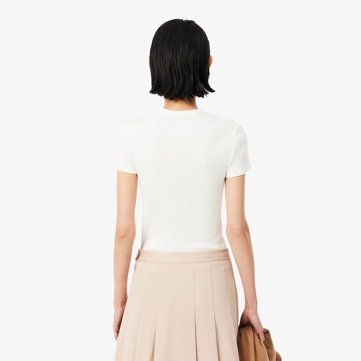 LACOSTE CAMISETA DE CANALÉ DE ALGODÓN ORGÁNICO CORTE AJUSTADO FARINE TF5538