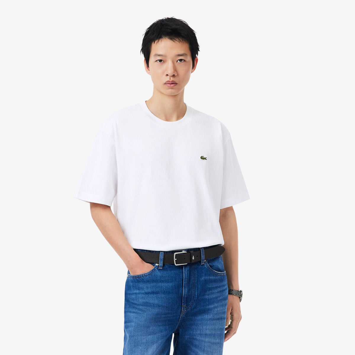 LACOSTE CAMISETA DE PUNTO JERSEY DE ALGODÓN GRUESO BLANC TH0876