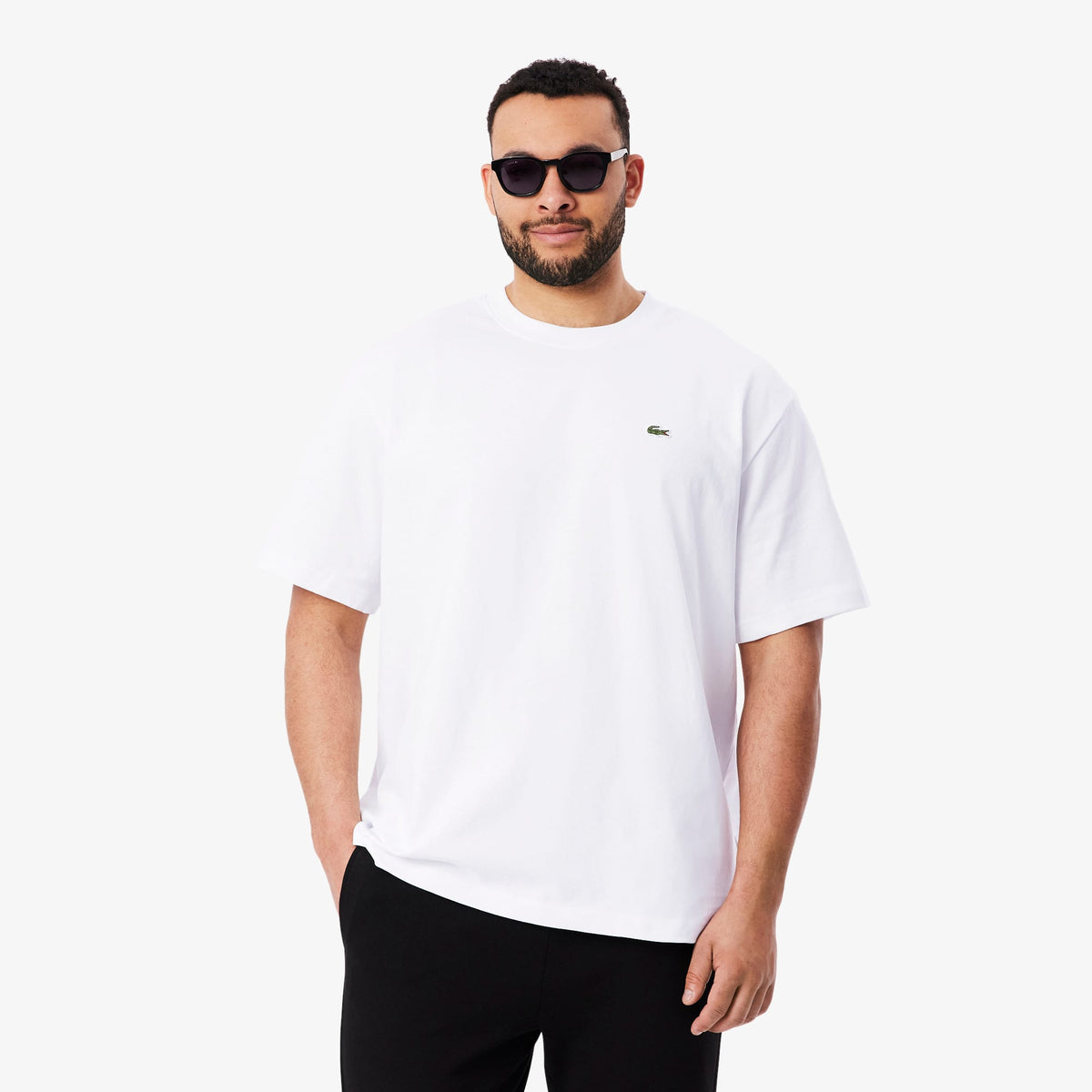 LACOSTE CAMISETA DE PUNTO JERSEY DE ALGODÓN GRUESO BLANC TH0876