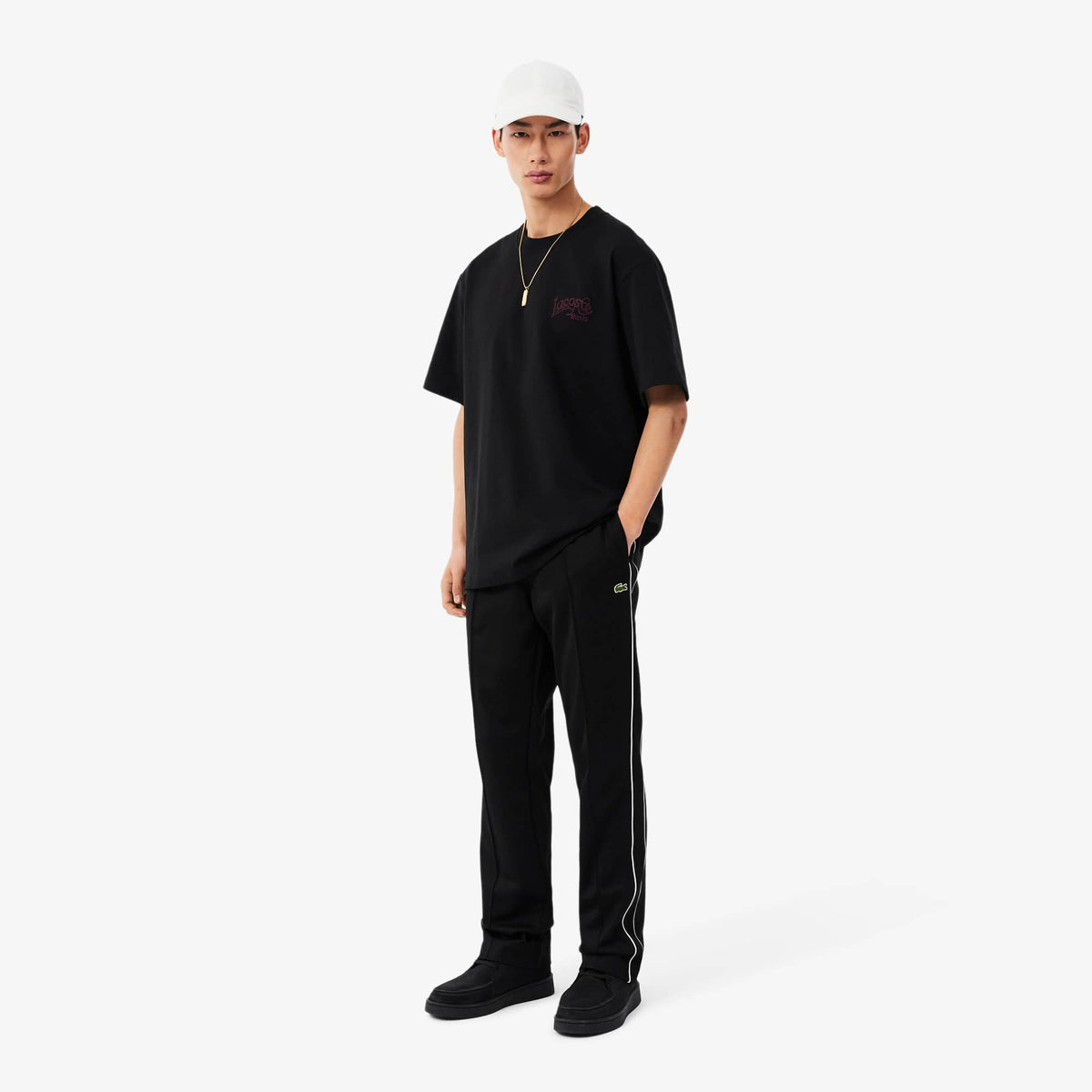 LACOSTE CAMISETA DE PUNTO JERSEY DE ALGODÓN GRUESO CON BORDADO NOIR TH9985