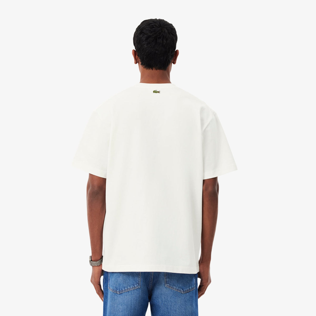 LACOSTE CAMISETA DE PUNTO JERSEY DE ALGODÓN GRUESO CON BORDADO FARINE TH9985