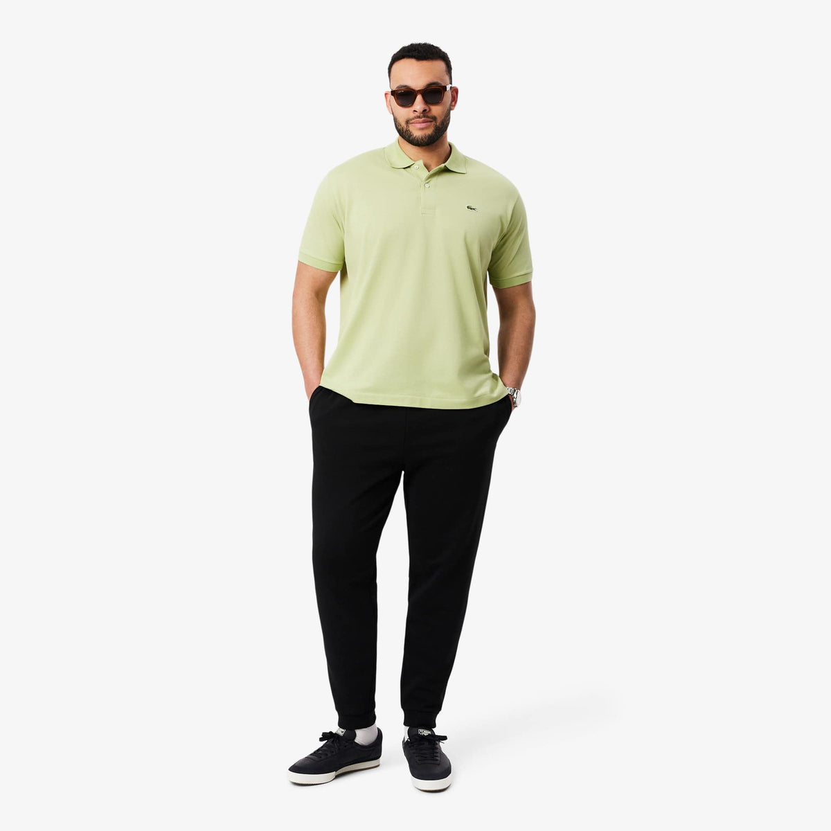 LACOSTE PANTALÓN DE CHÁNDAL DE FELPA CORTE ESTRECHO NOIR XH9833