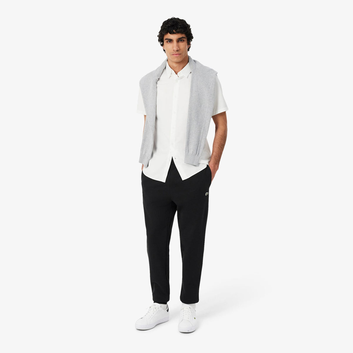 LACOSTE PANTALÓN DE CHÁNDAL DE FELPA CORTE ESTRECHO NOIR XH9833