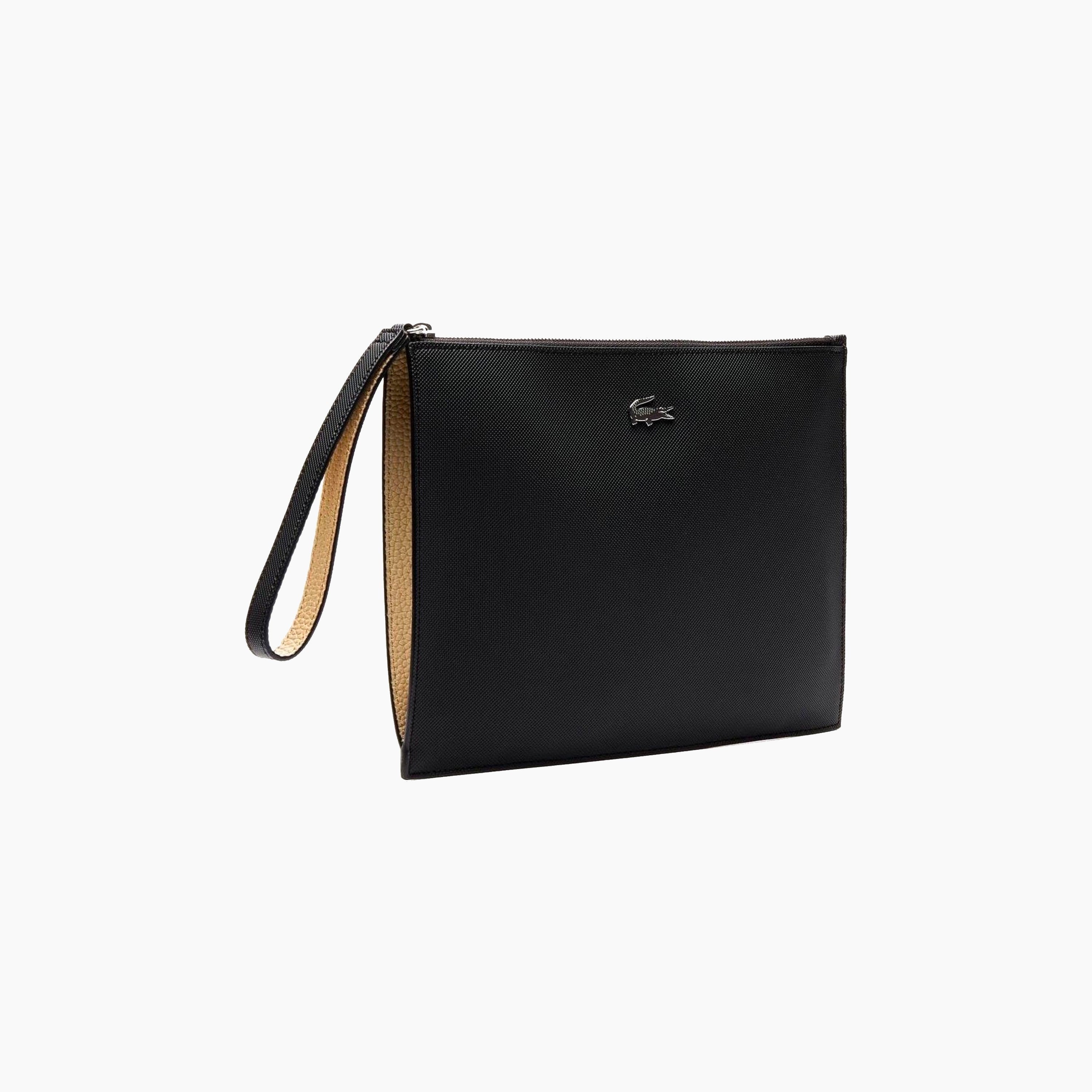 LACOSTE ANNA CLUTCH COATED PIQUÉ CANVAS NOIR KREMA - NFG2791AA