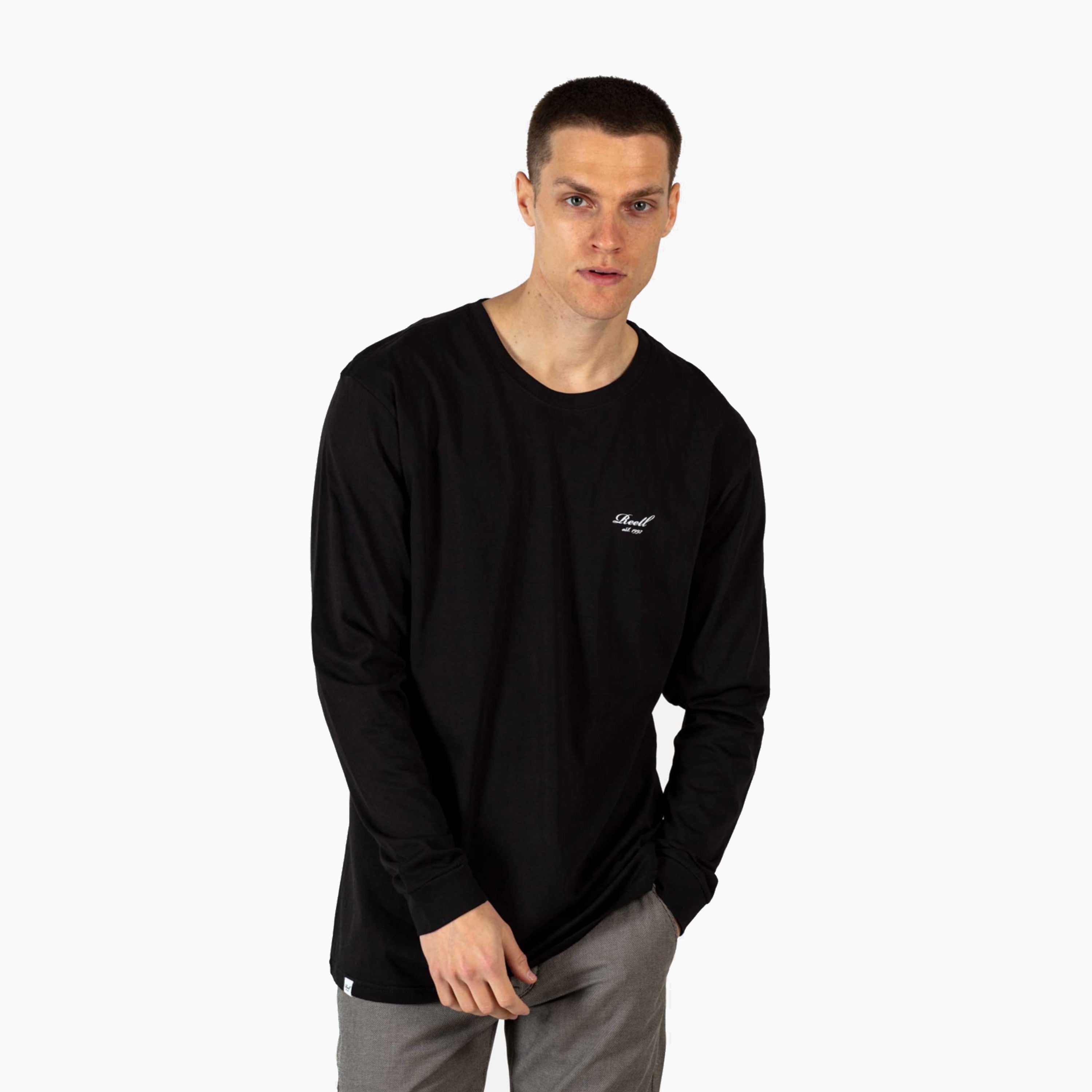 REELL STAPLE LOGO CAMISOLA DE MANGA LONGA PRETA