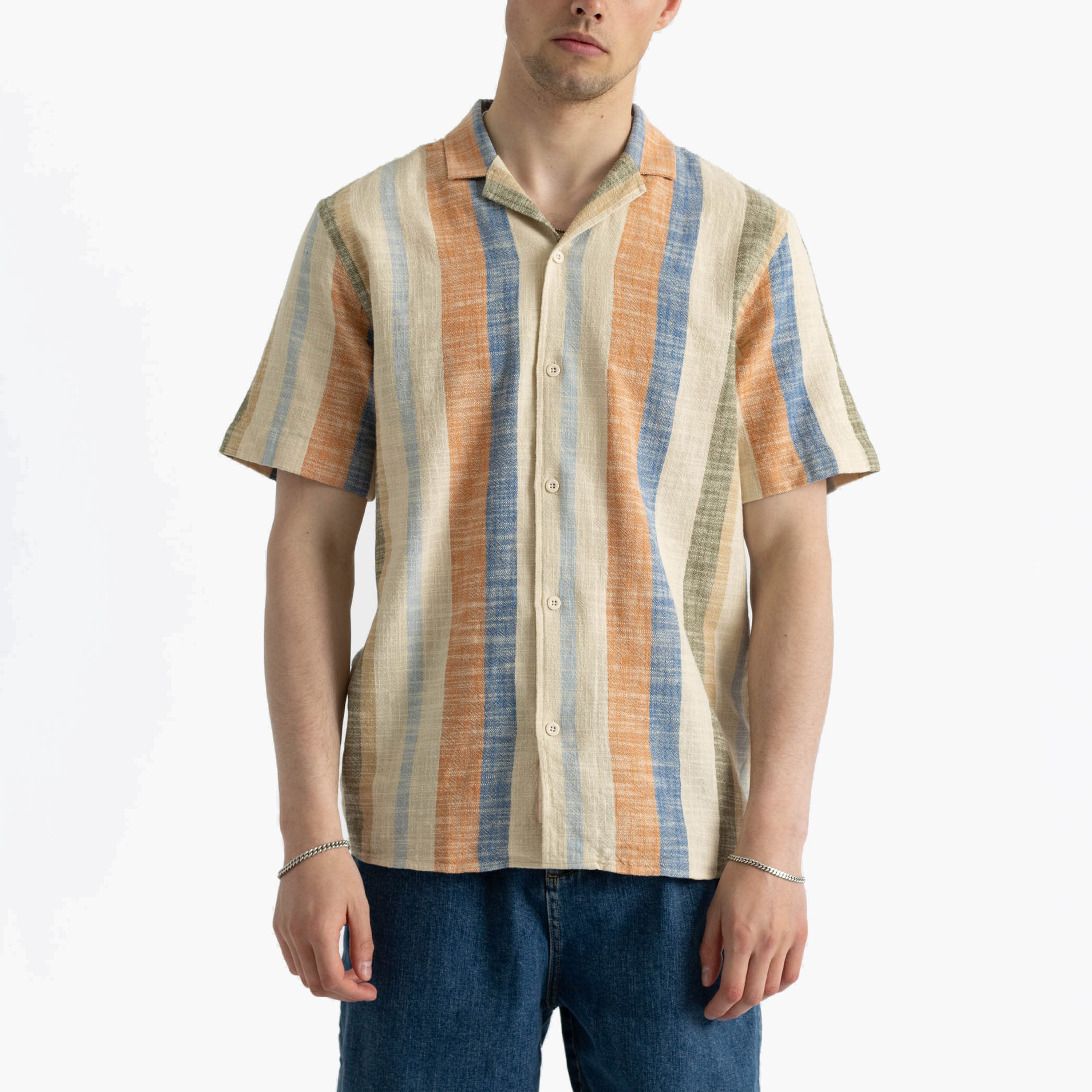 REVOLUTION SS SHIRT LIGHT BLUE & BEIGE - 3918