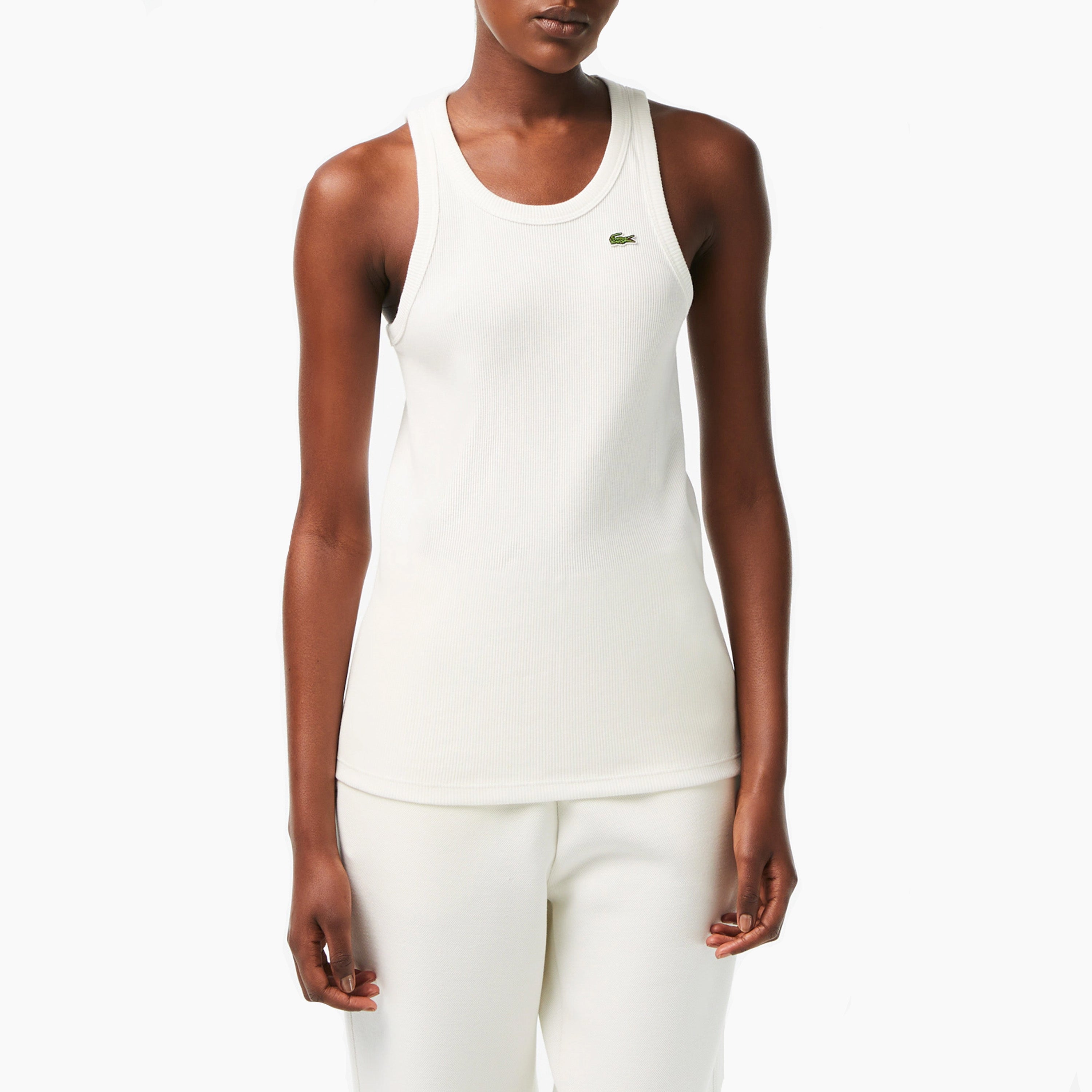 LACOSTE TANK SLIM FIT ALGODÃO ORGÂNICO BRANCO - TF5388