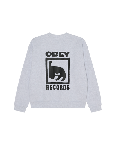 OBEY CLOTHING OBEY RECORDS EXTRA HEAVY CREW ASH GREY 111600101-AGRY