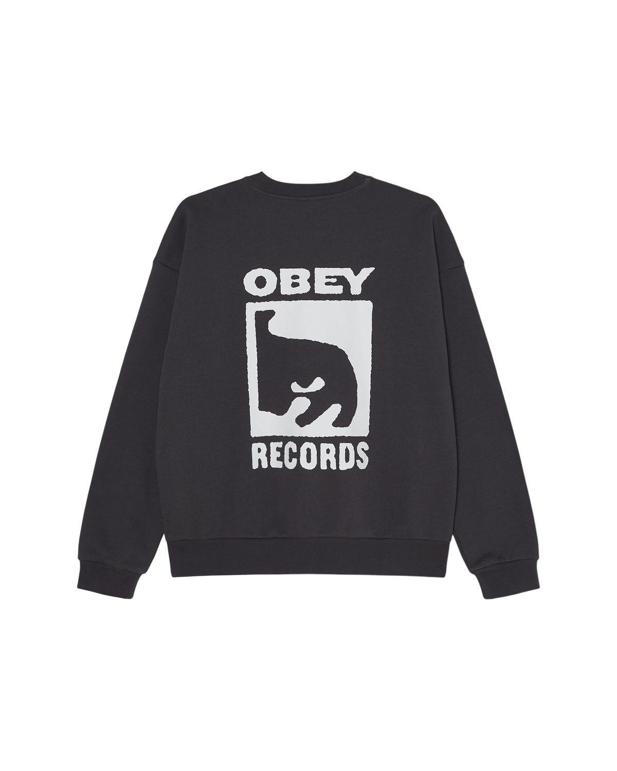 OBEY CLOTHING OBEY RECORDS EXTRA HEAVY CREW VINTAGE BLACK 111600101-VBL