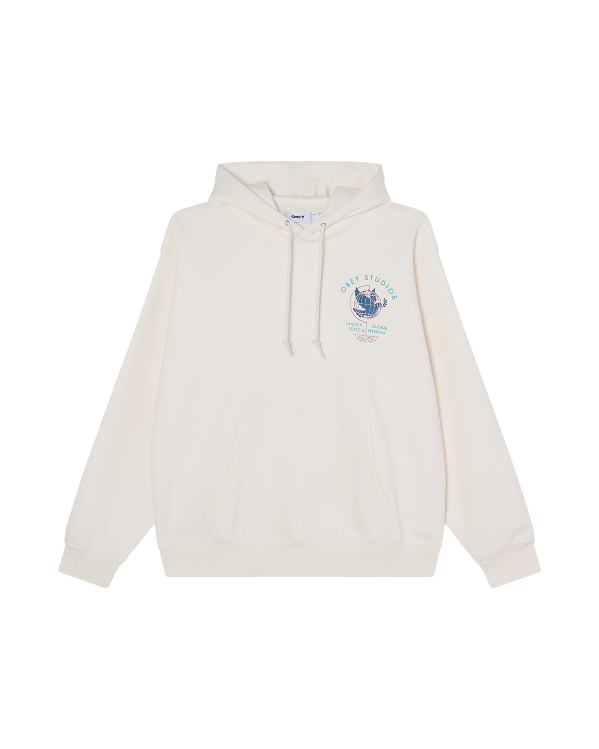 OBEY CLOTHING OBEY UNLOCK PEACE & FREEDOM PULLOVER HOOD UNBLEACHED 112844433-UBL