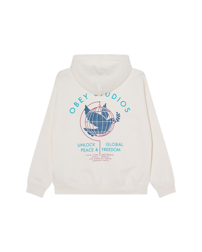 OBEY CLOTHING OBEY UNLOCK PEACE & FREEDOM PULLOVER HOOD UNBLEACHED 112844433-UBL